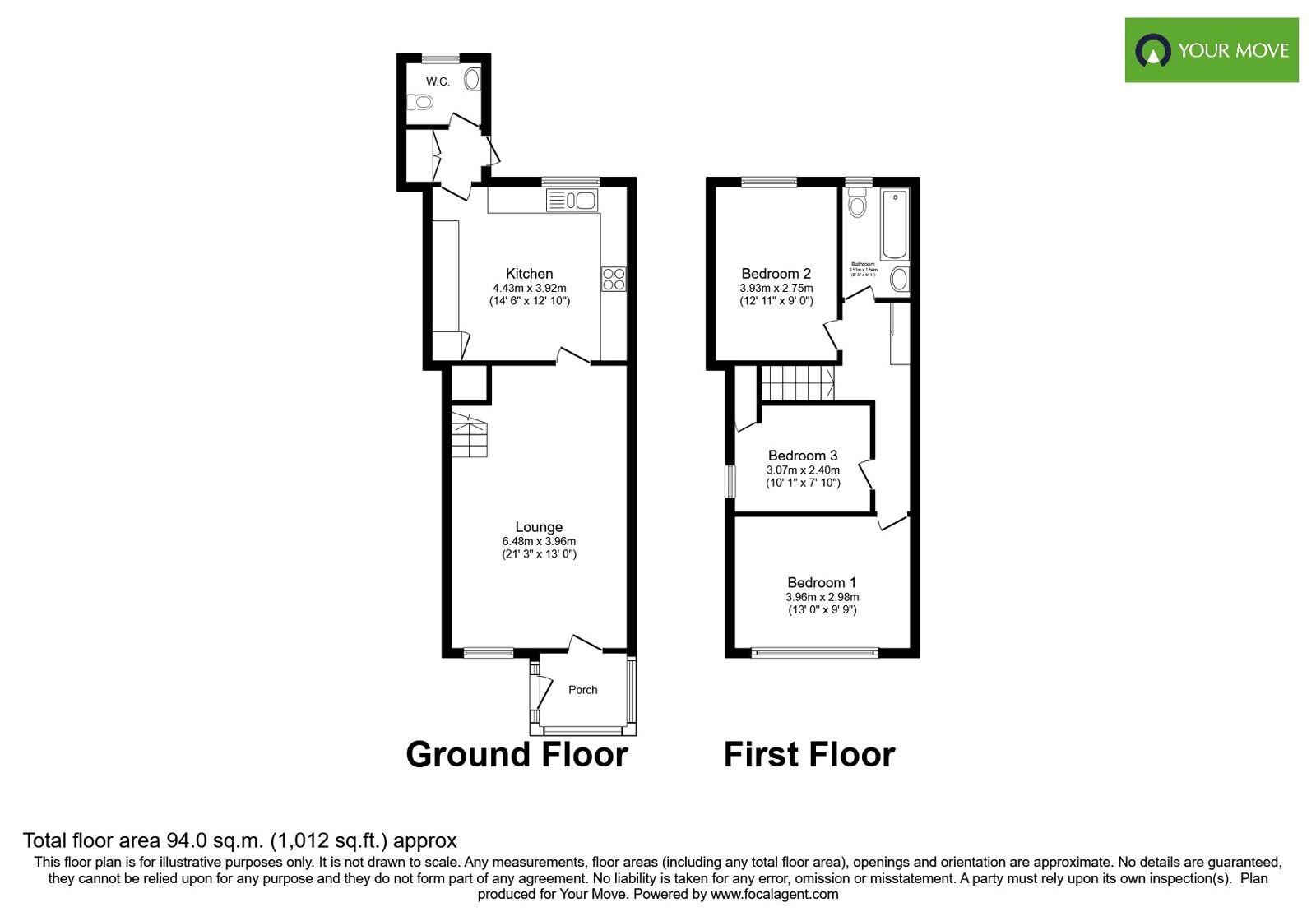 Floorplan of 3 bedroom End Terrace House for sale, Laburnum Grove, Bognor Regis, West Sussex, PO22
