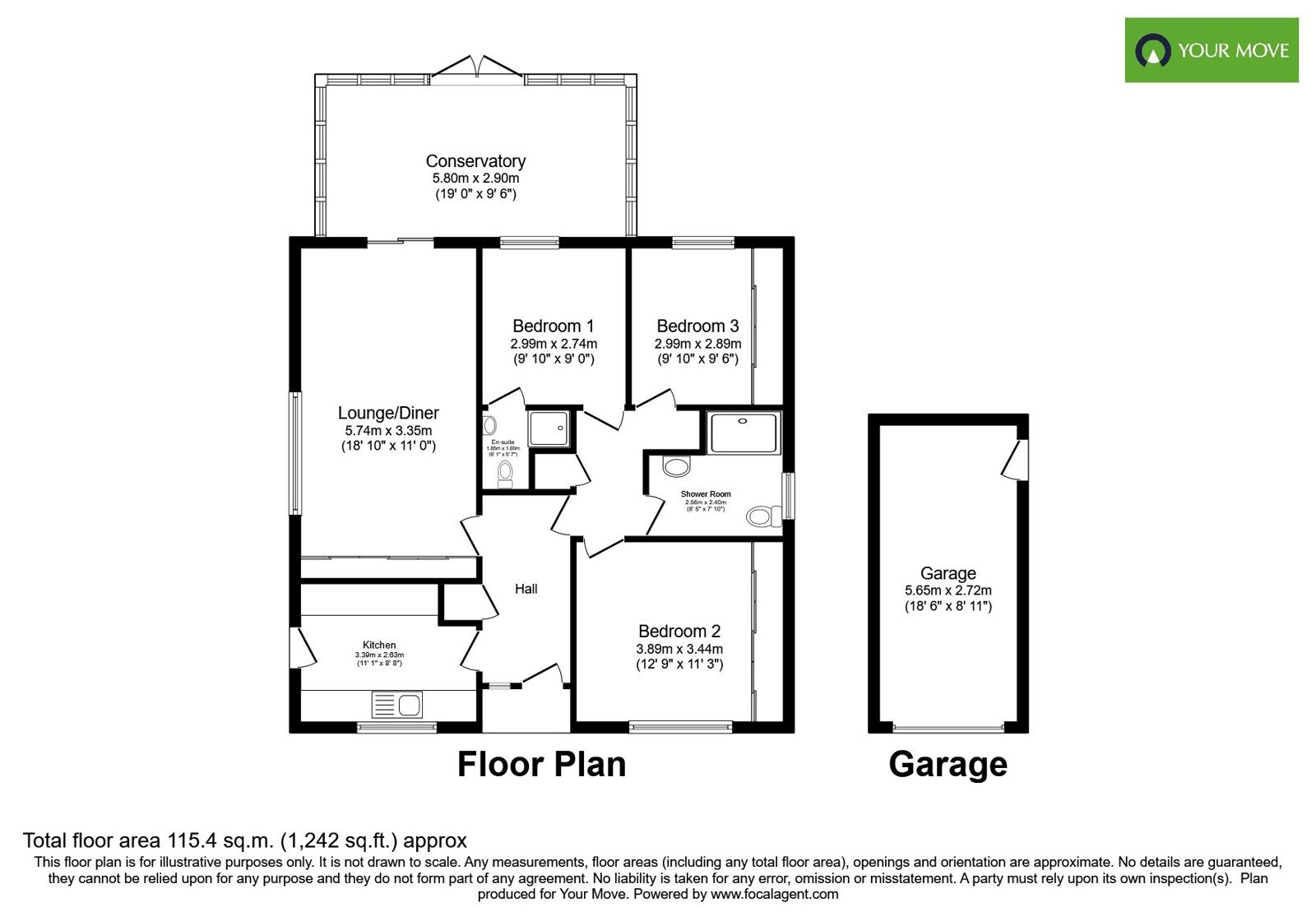 Floorplan of 3 bedroom Detached Bungalow for sale, Gilwynes, Bognor Regis, West Sussex, PO21