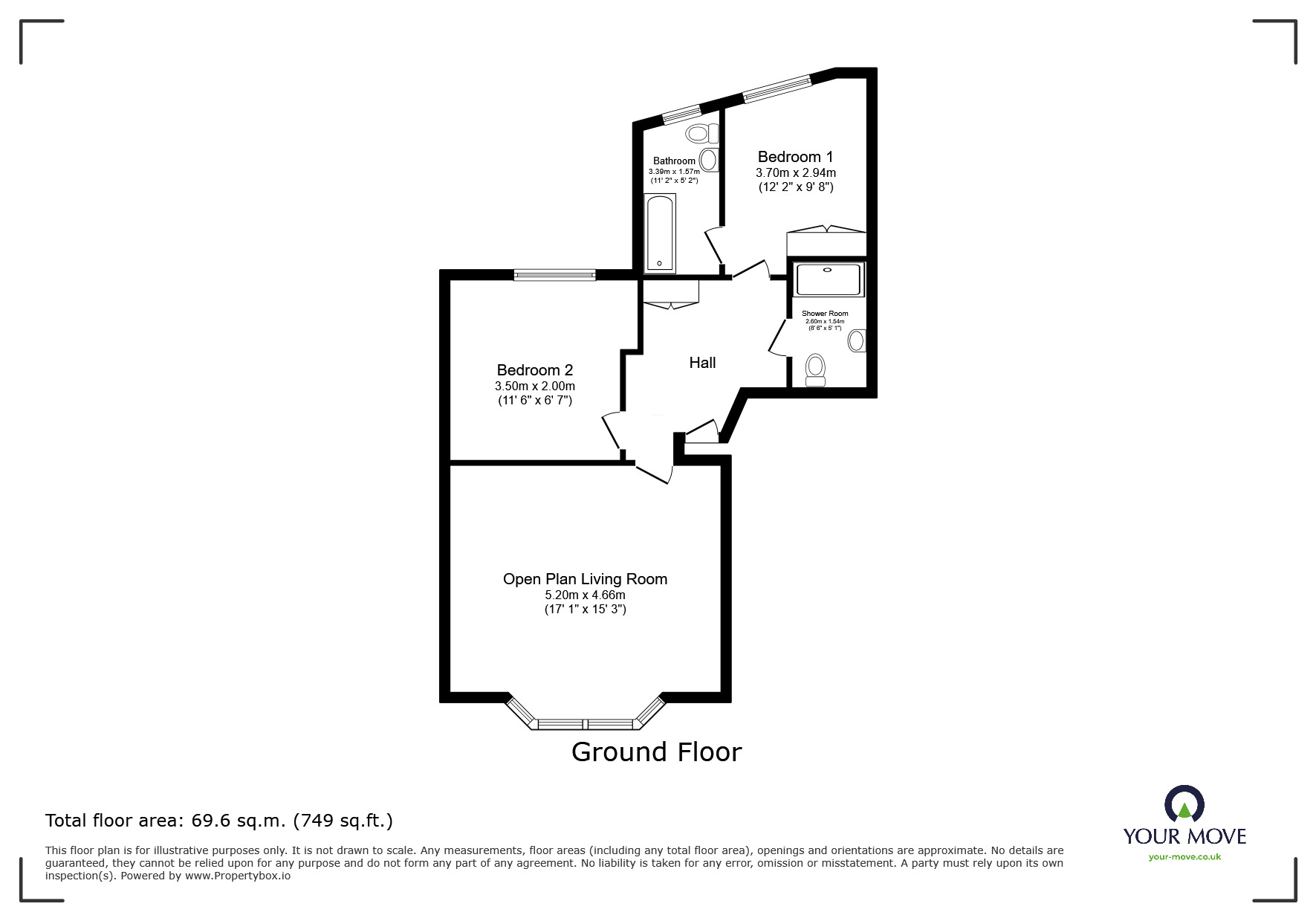 Floorplan of 2 bedroom Flat to rent, The Esplanade, Bognor Regis, West Sussex, PO21
