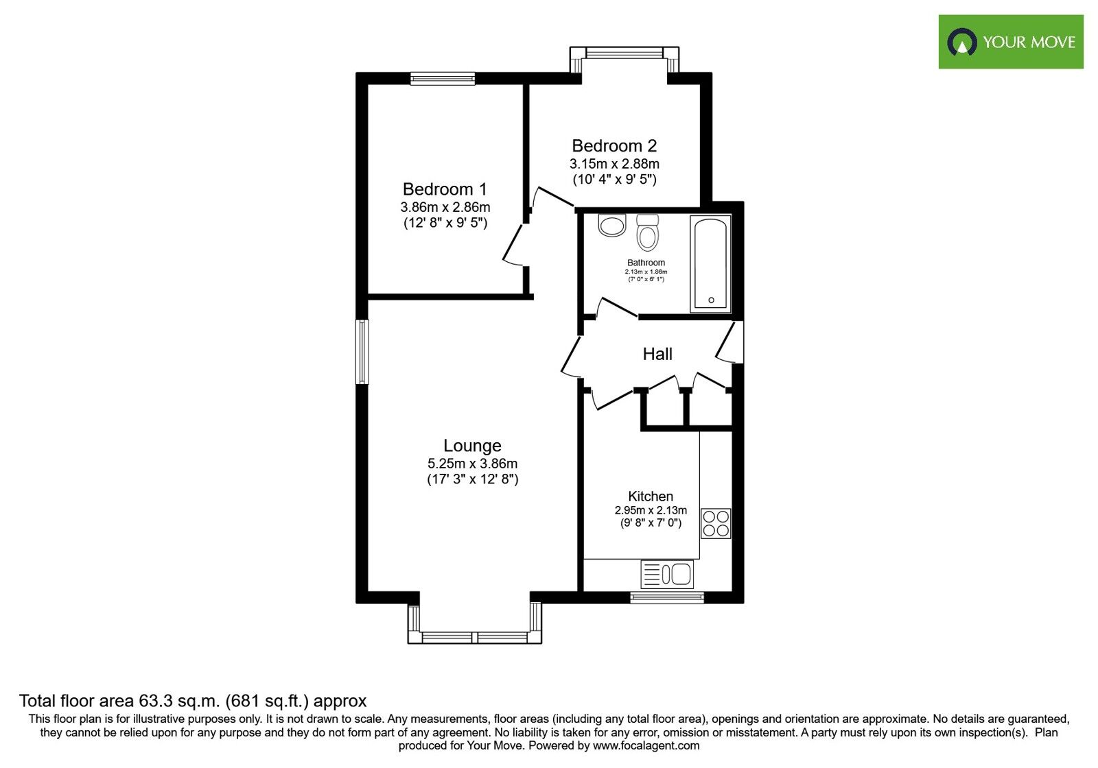 Floorplan of 2 bedroom Flat for sale, Sudley Gardens, Bognor Regis, West Sussex, PO21