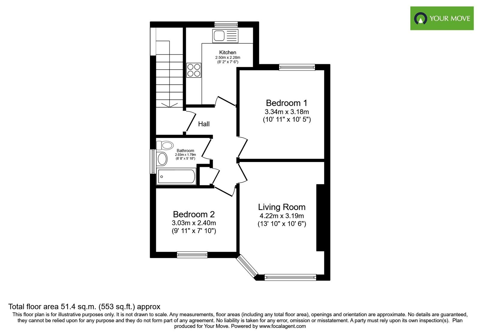 Floorplan of 2 bedroom Flat for sale, Highfield Gardens, Bognor Regis, West Sussex, PO22