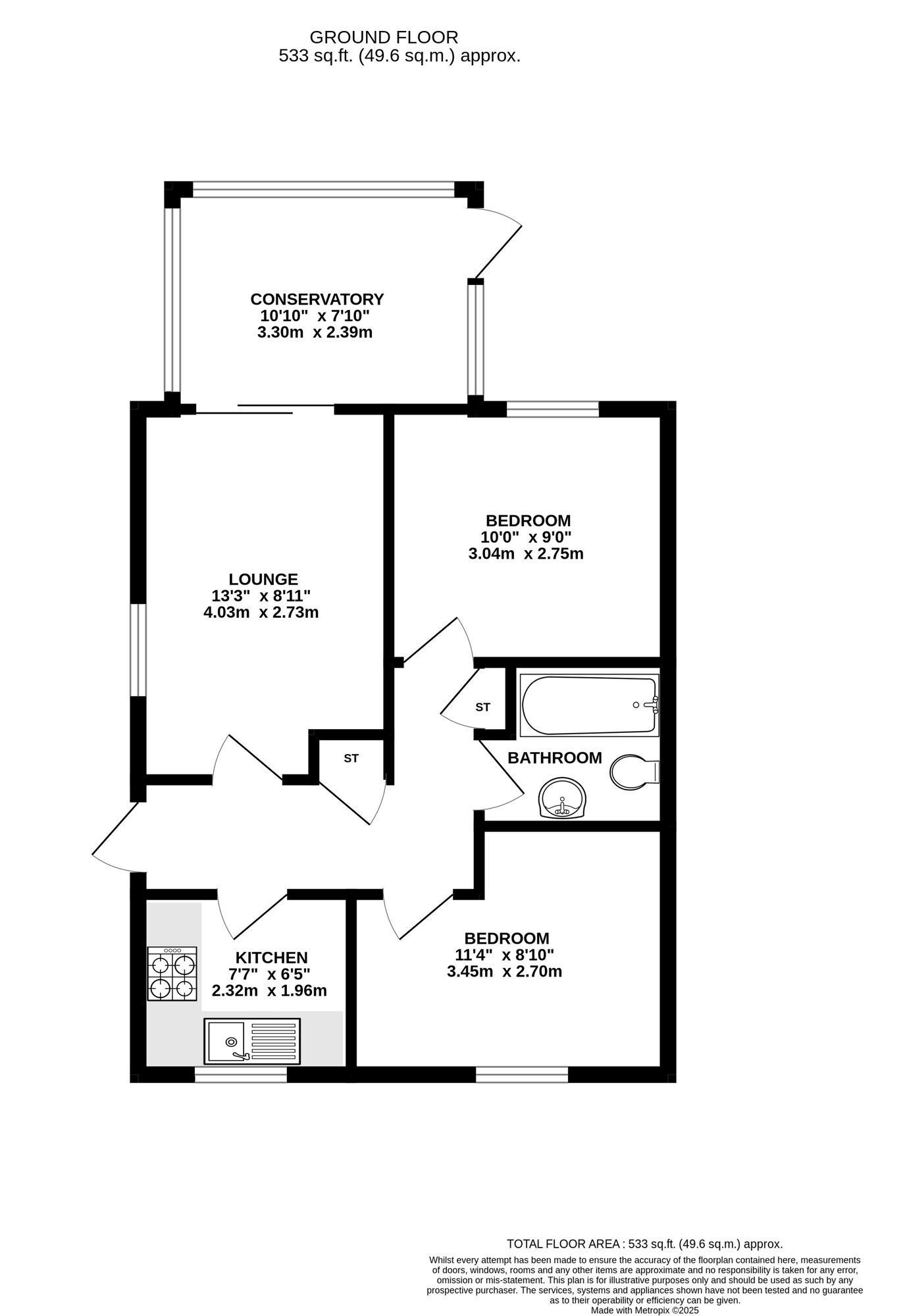 Floorplan of 2 bedroom Semi Detached Bungalow for sale, Knife and Steel Court, Horsley Woodhouse, Derbyshire, DE7