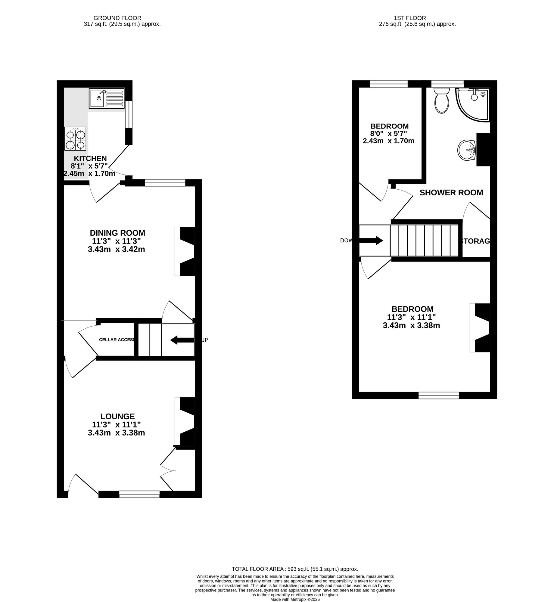 Floorplan of 2 bedroom Mid Terrace House for sale, Danesby Rise, Denby, Derbyshire, DE5