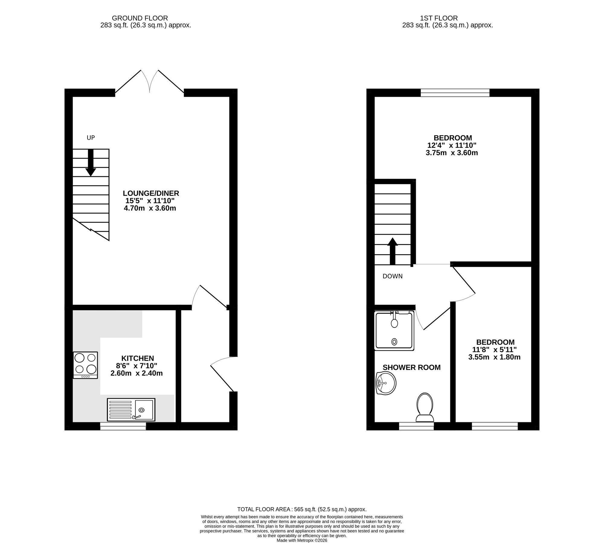Floorplan of 2 bedroom End Terrace House for sale, Jubilee Court, Belper, Derbyshire, DE56