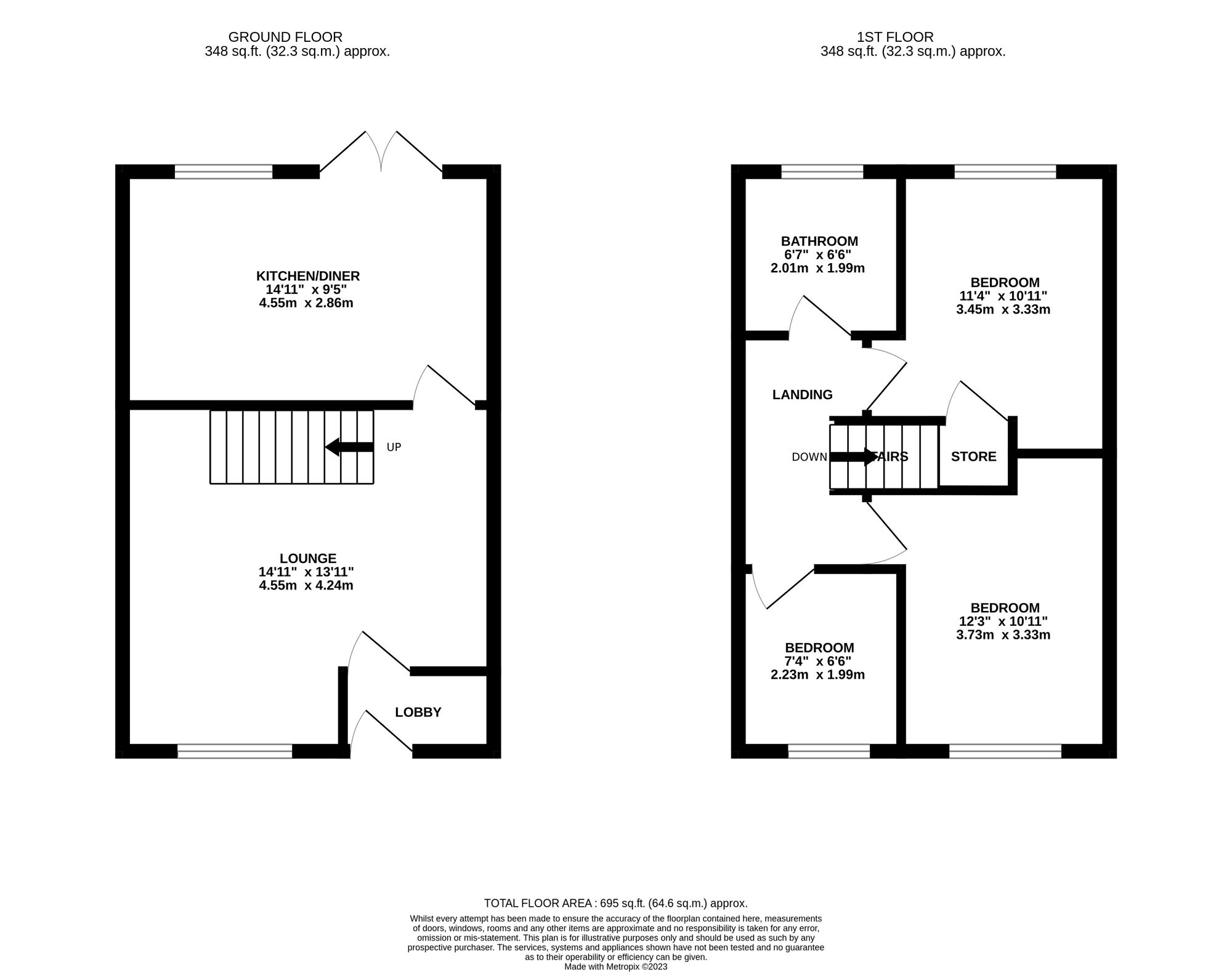 Floorplan of 3 bedroom Mid Terrace House to rent, Warwick Road, Somercotes, Derbyshire, DE55