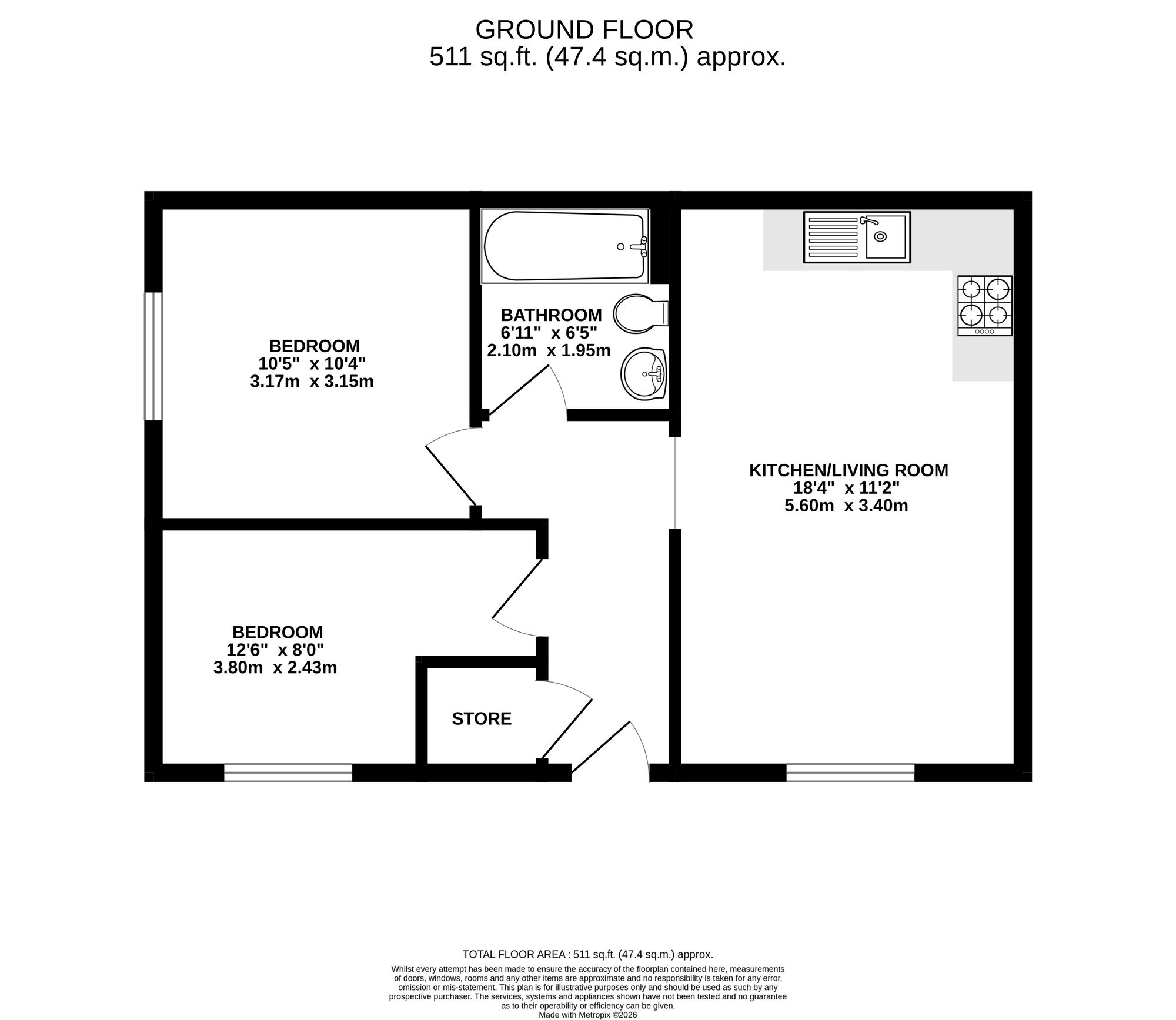 Floorplan of 2 bedroom Flat for sale, Penn Street, Belper, Derbyshire, DE56
