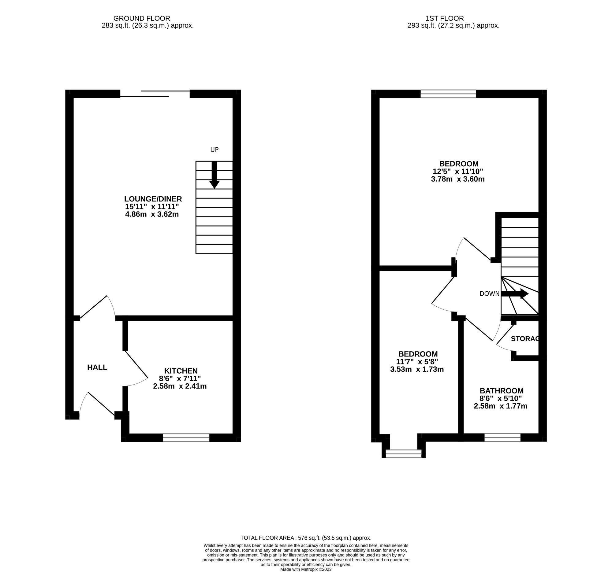Floorplan of 2 bedroom Mid Terrace House for sale, St. James Close, Belper, Derbyshire, DE56
