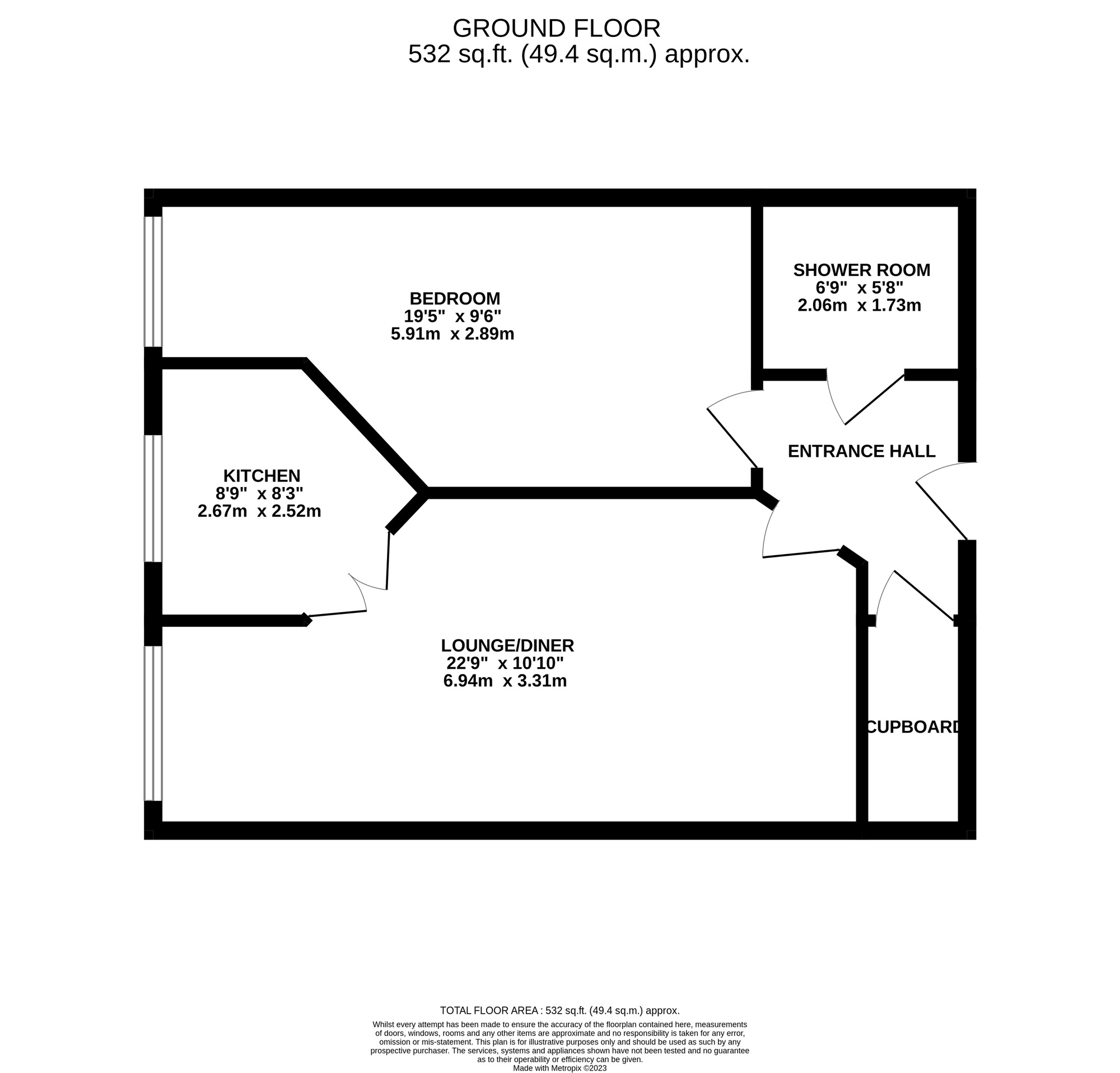 Floorplan of 1 bedroom  Flat for sale, Kedleston Close, Belper, Derbyshire, DE56