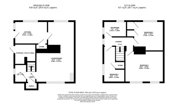 Floorplan of 3 bedroom Semi Detached House for sale, Chestnut Avenue, Belper, Derbyshire, DE56