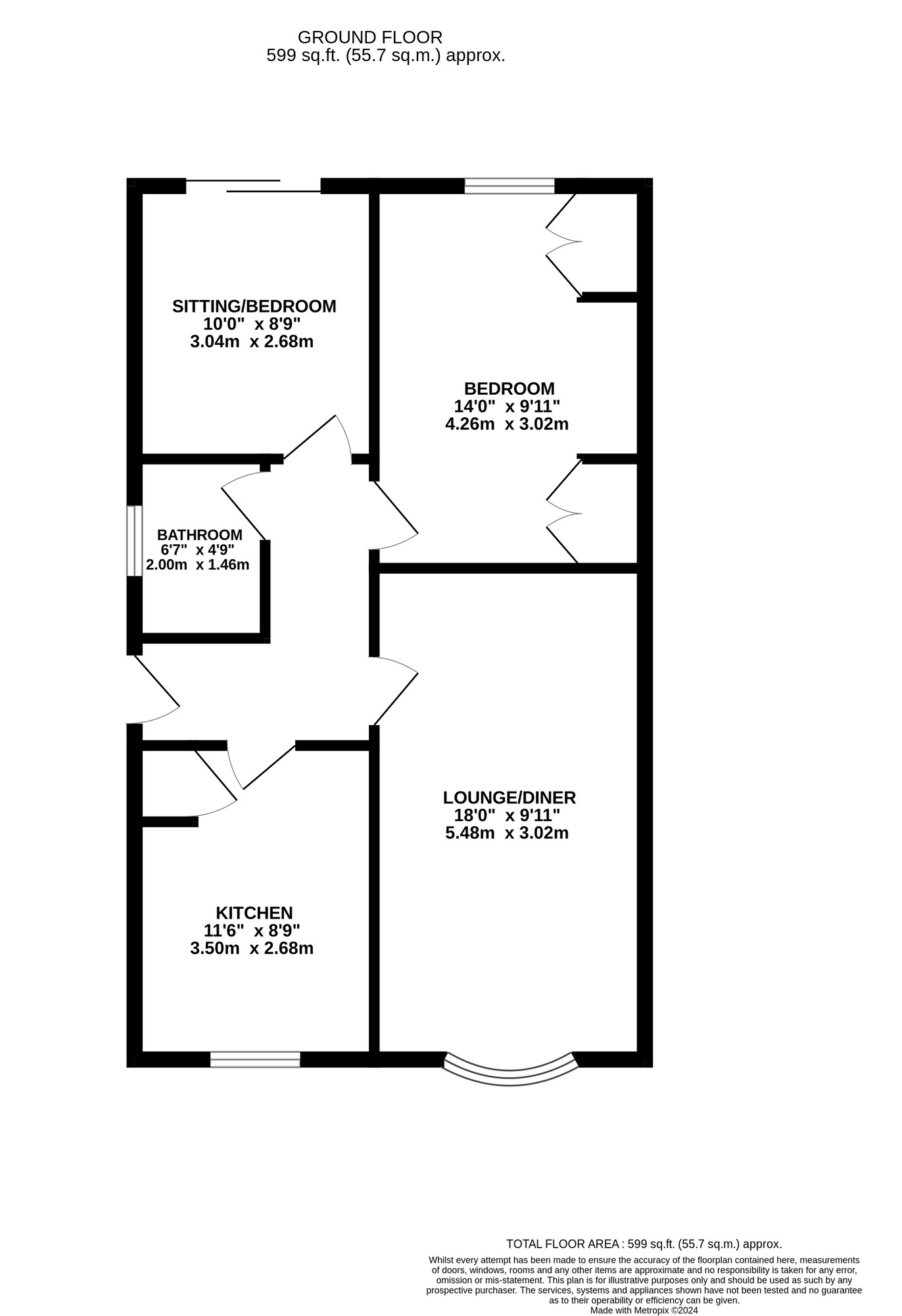 Floorplan of 2 bedroom Detached Bungalow for sale, Dale Park Avenue, Kilburn, Derbyshire, DE56