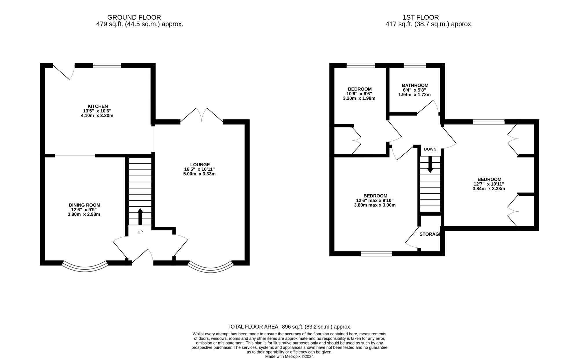 Floorplan of 3 bedroom Semi Detached House for sale, Kinder Crescent, Bullbridge, Belper, DE56