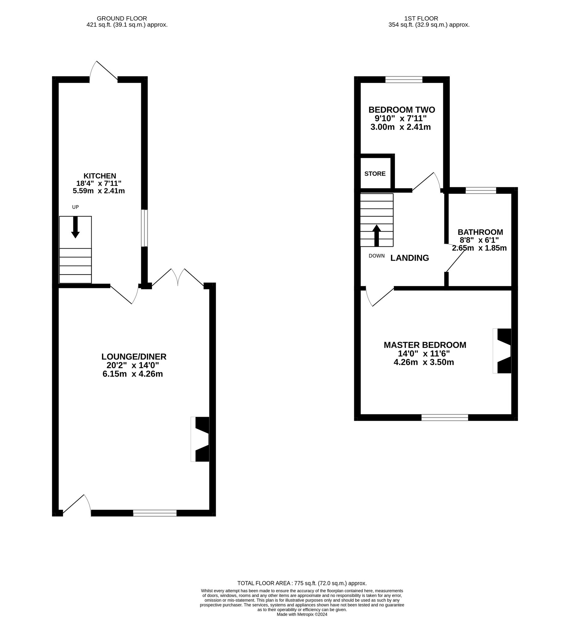 Floorplan of 2 bedroom Mid Terrace House for sale, Hammersmith, Ripley, Derbyshire, DE5