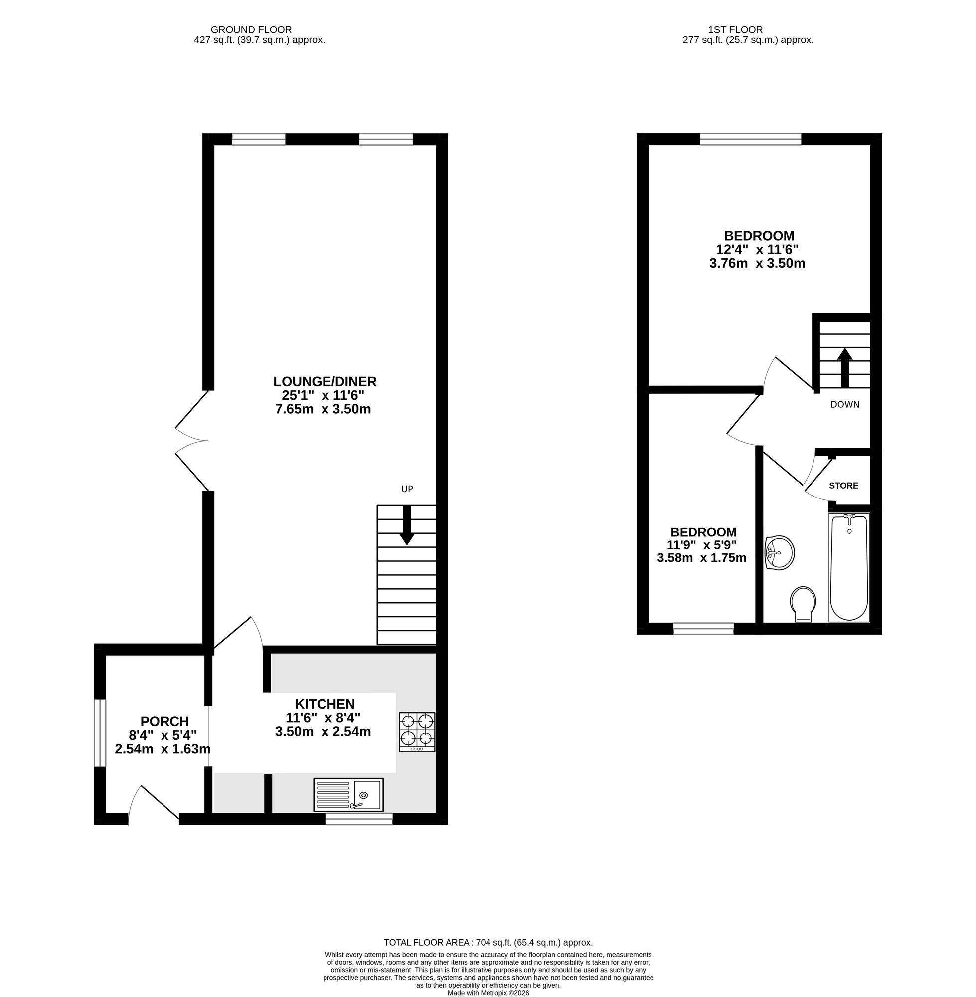 Floorplan of 2 bedroom End Terrace House for sale, Jubilee Court, Belper, Derbyshire, DE56