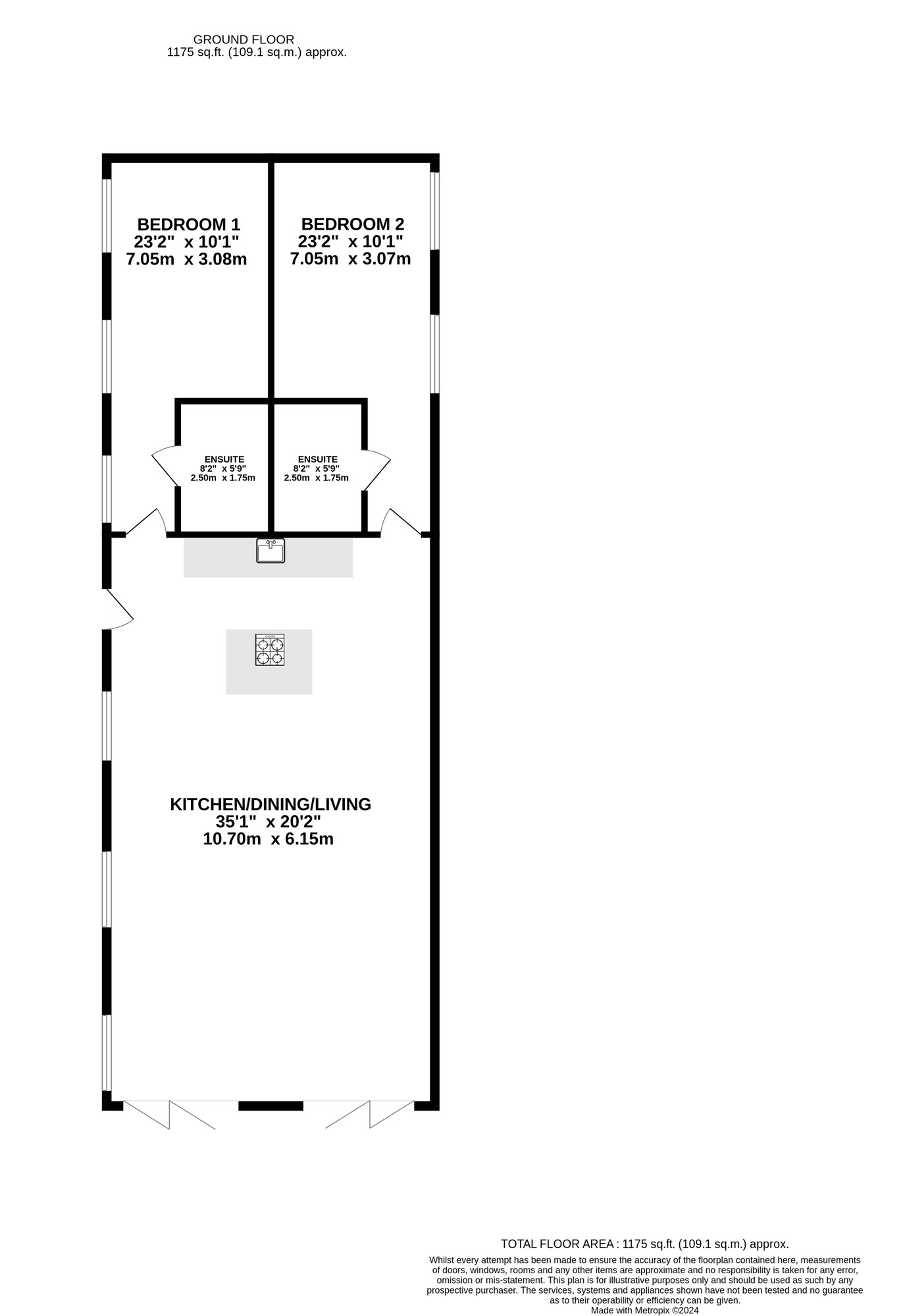 Floorplan of 2 bedroom Detached Bungalow for sale, Beechwood Close, Belper, Derbyshire, DE56