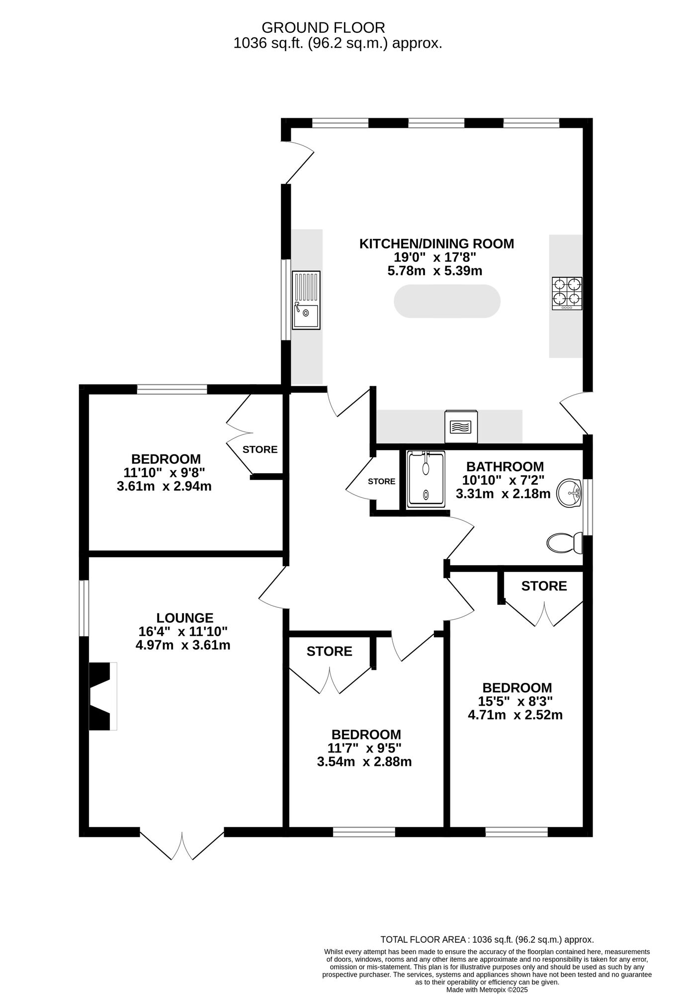 Floorplan of 3 bedroom Detached Bungalow for sale, Ashford Rise, Belper, Derbyshire, DE56