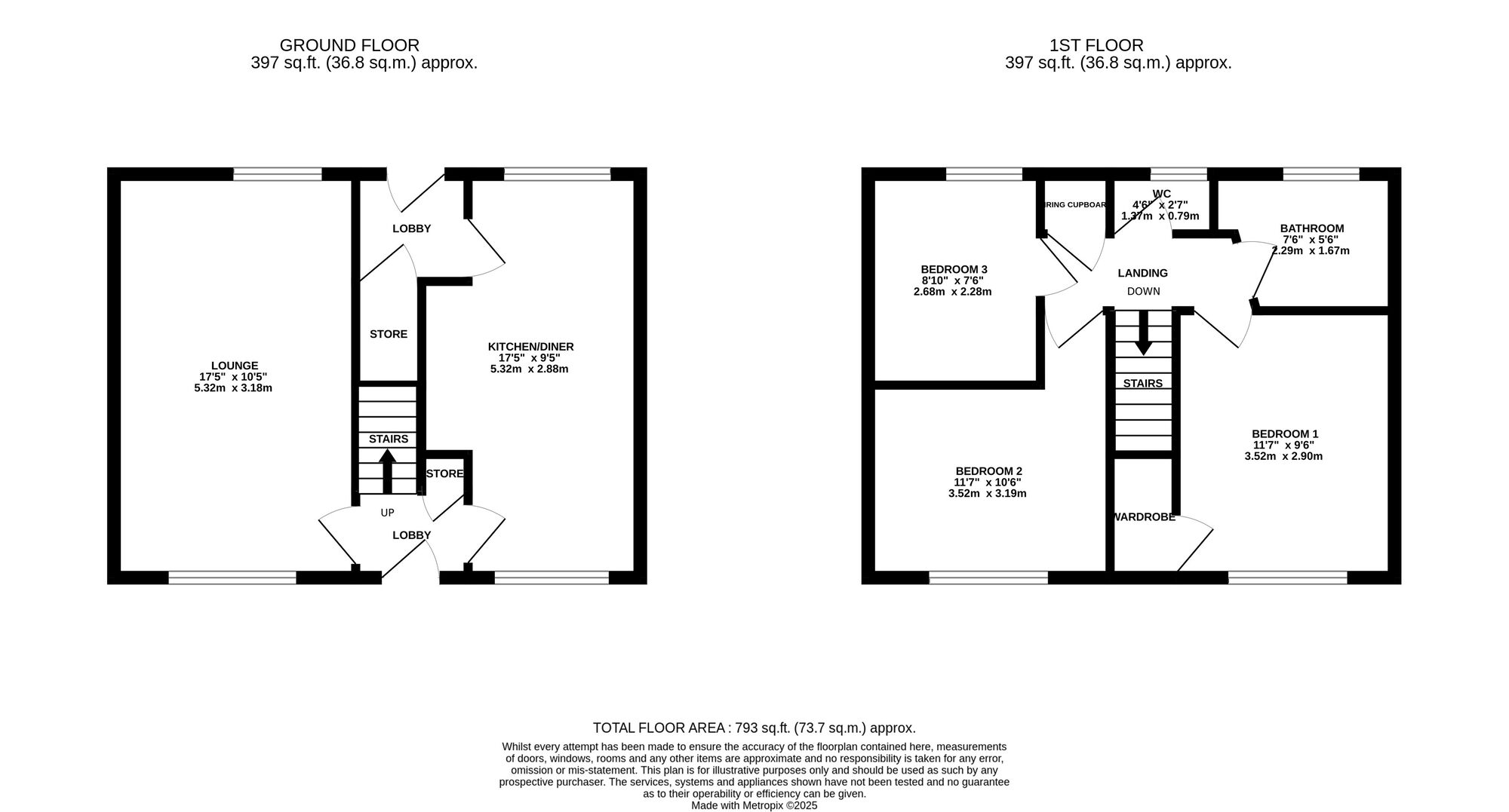 Floorplan of 3 bedroom End Terrace House for sale, Barley Close, Little Eaton, Derbyshire, DE21