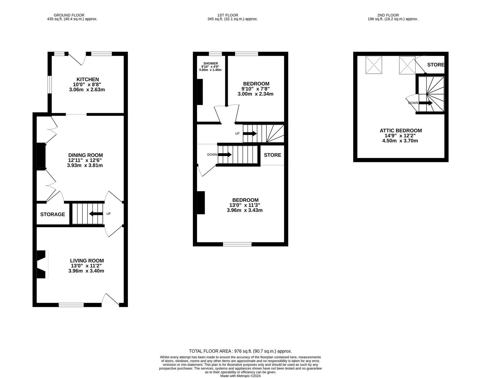 Floorplan of 3 bedroom Mid Terrace House for sale, Quarry Bank, Matlock, Derbyshire, DE4