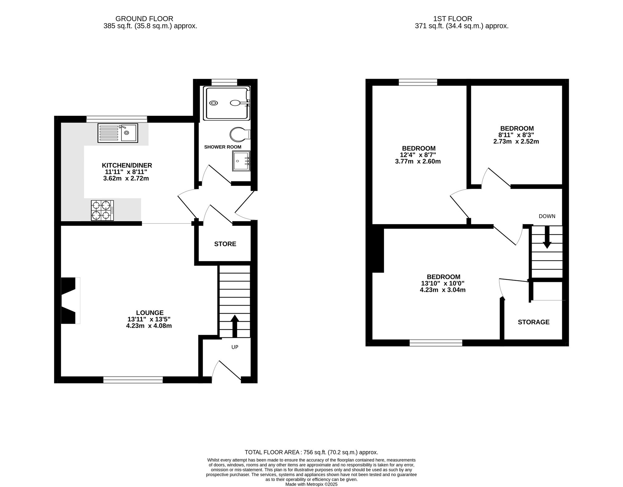 Floorplan of 3 bedroom Semi Detached House for sale, Richardson Drive, Smalley, Derbyshire, DE7