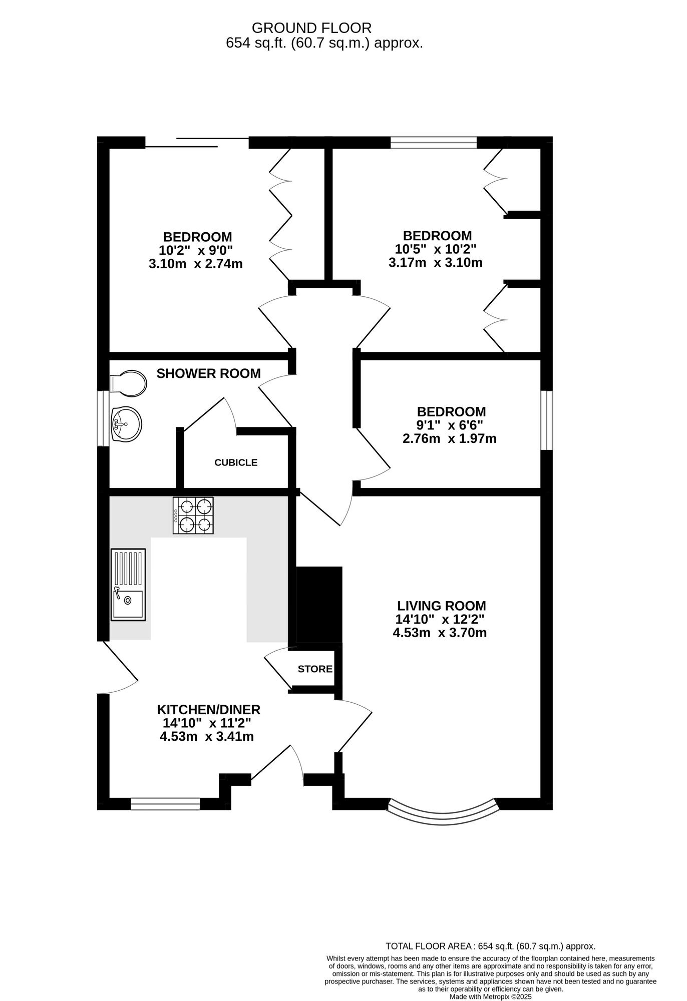 Floorplan of 3 bedroom Detached Bungalow for sale, Duncan Close, Belper, Derbyshire, DE56
