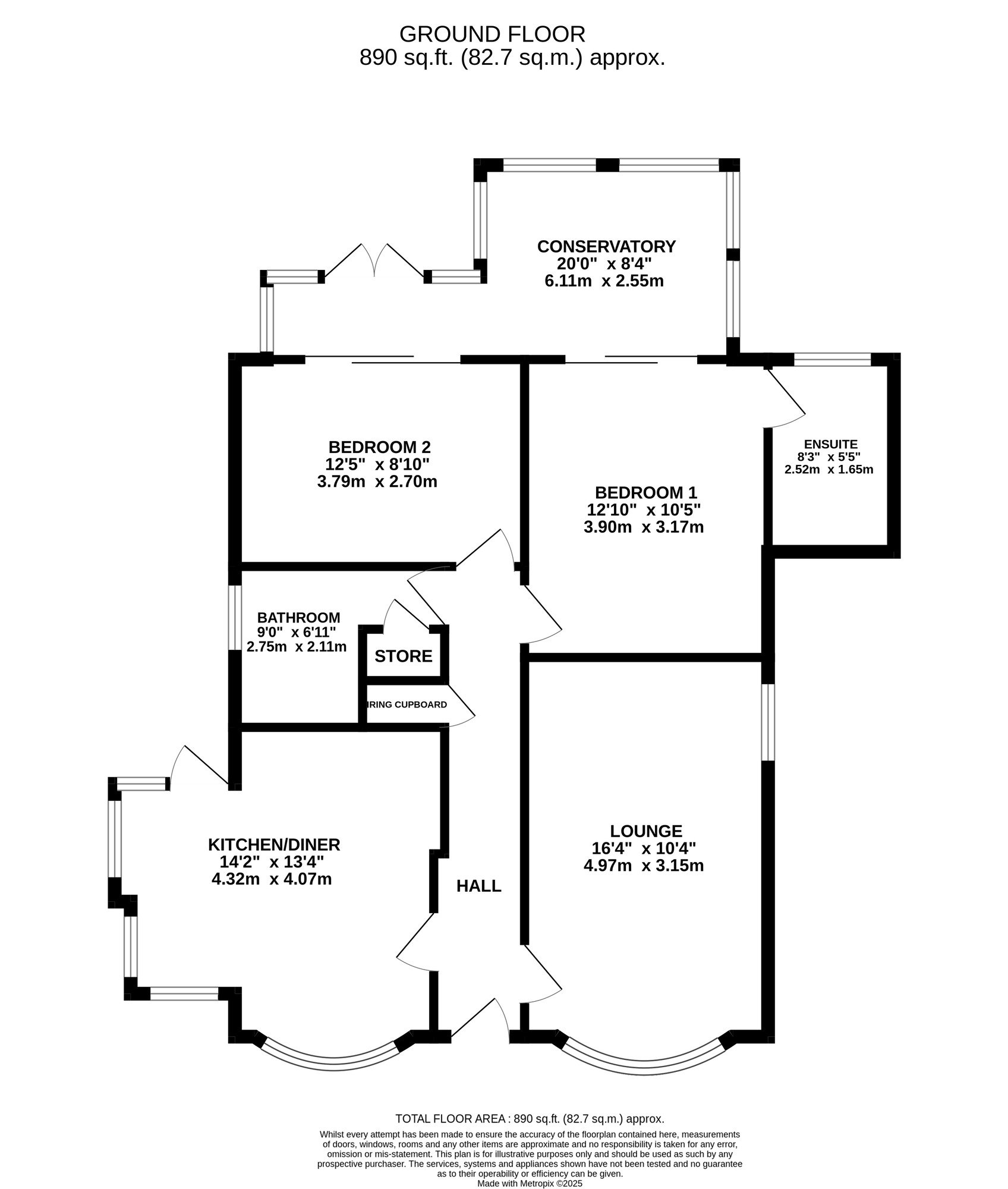 Floorplan of 2 bedroom Detached Bungalow for sale, Valley View, Belper, Derbyshire, DE56