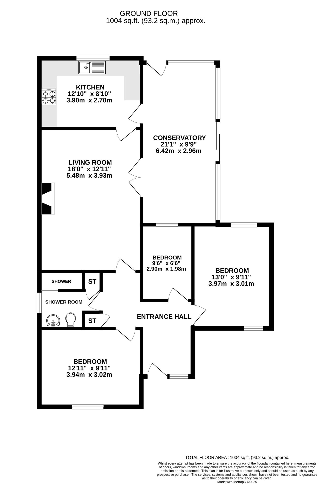 Floorplan of 3 bedroom Detached Bungalow for sale, Memorial Croft, Wirksworth, Derbyshire, DE4