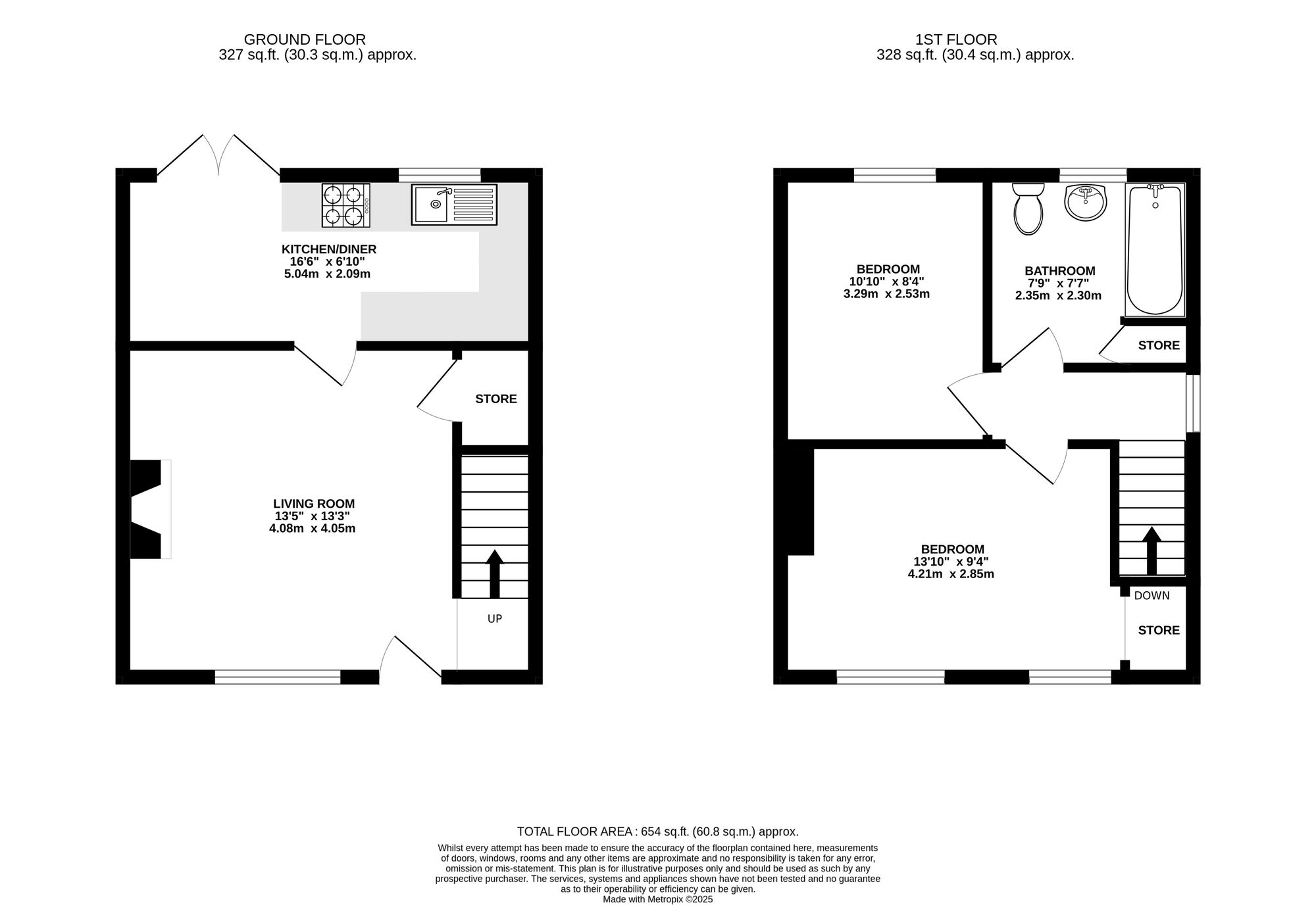 Floorplan of 2 bedroom Semi Detached House for sale, Brickyard Lane, Kilburn, Derbyshire, DE56