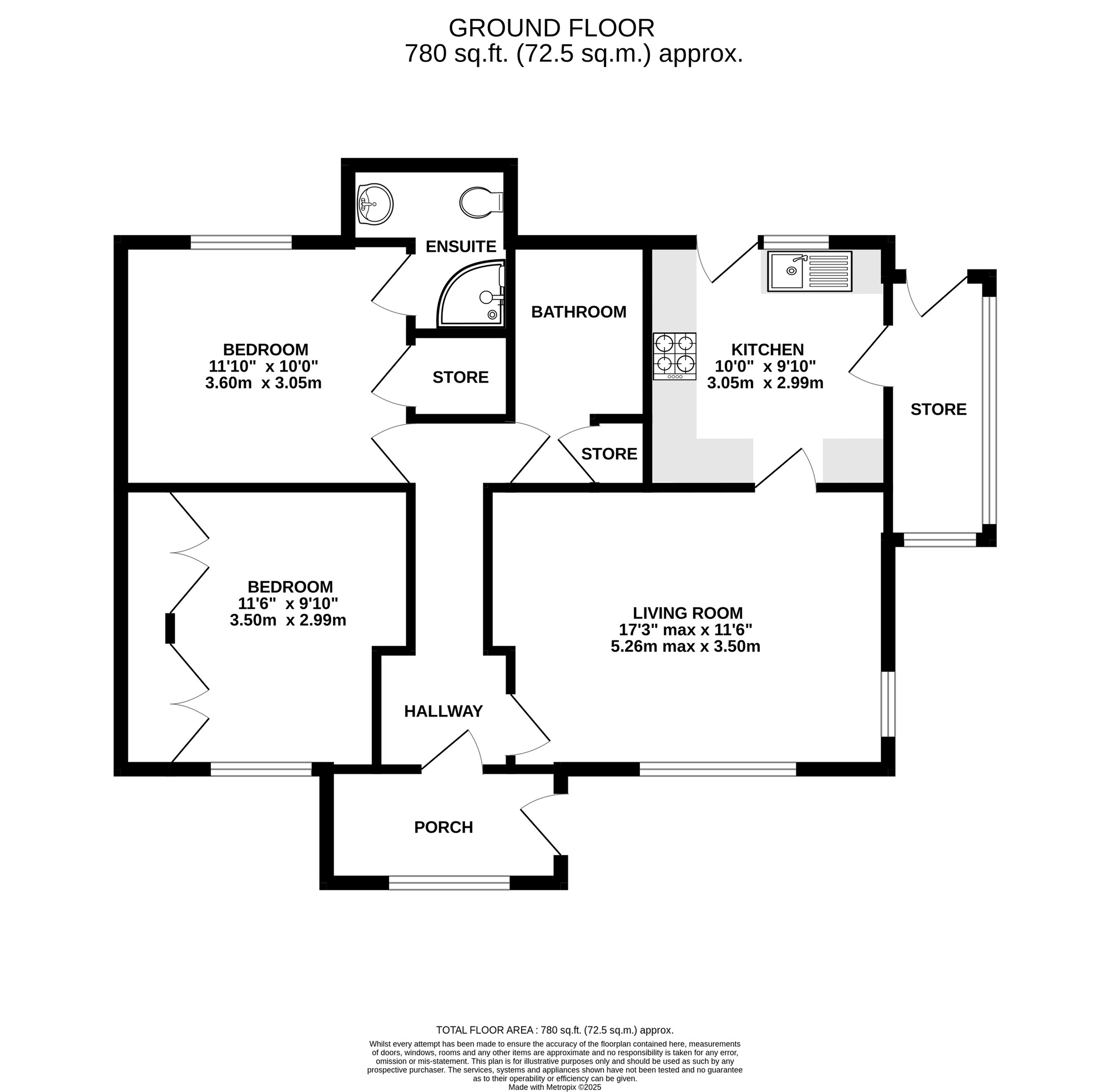 Floorplan of 2 bedroom Detached Bungalow for sale, Chestnut Avenue, Holbrook, Derbyshire, DE56