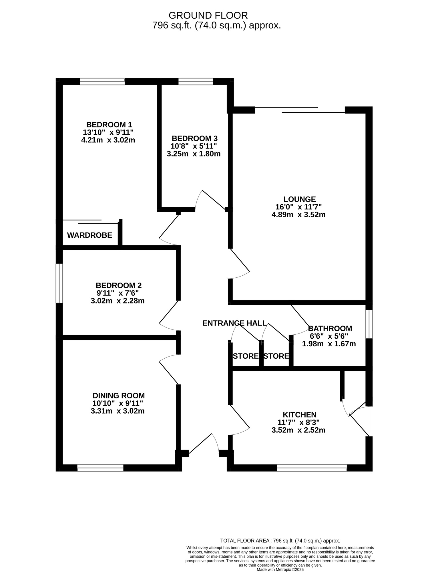 Floorplan of 3 bedroom Detached Bungalow for sale, Oakhurst Close, Belper, Derbyshire, DE56
