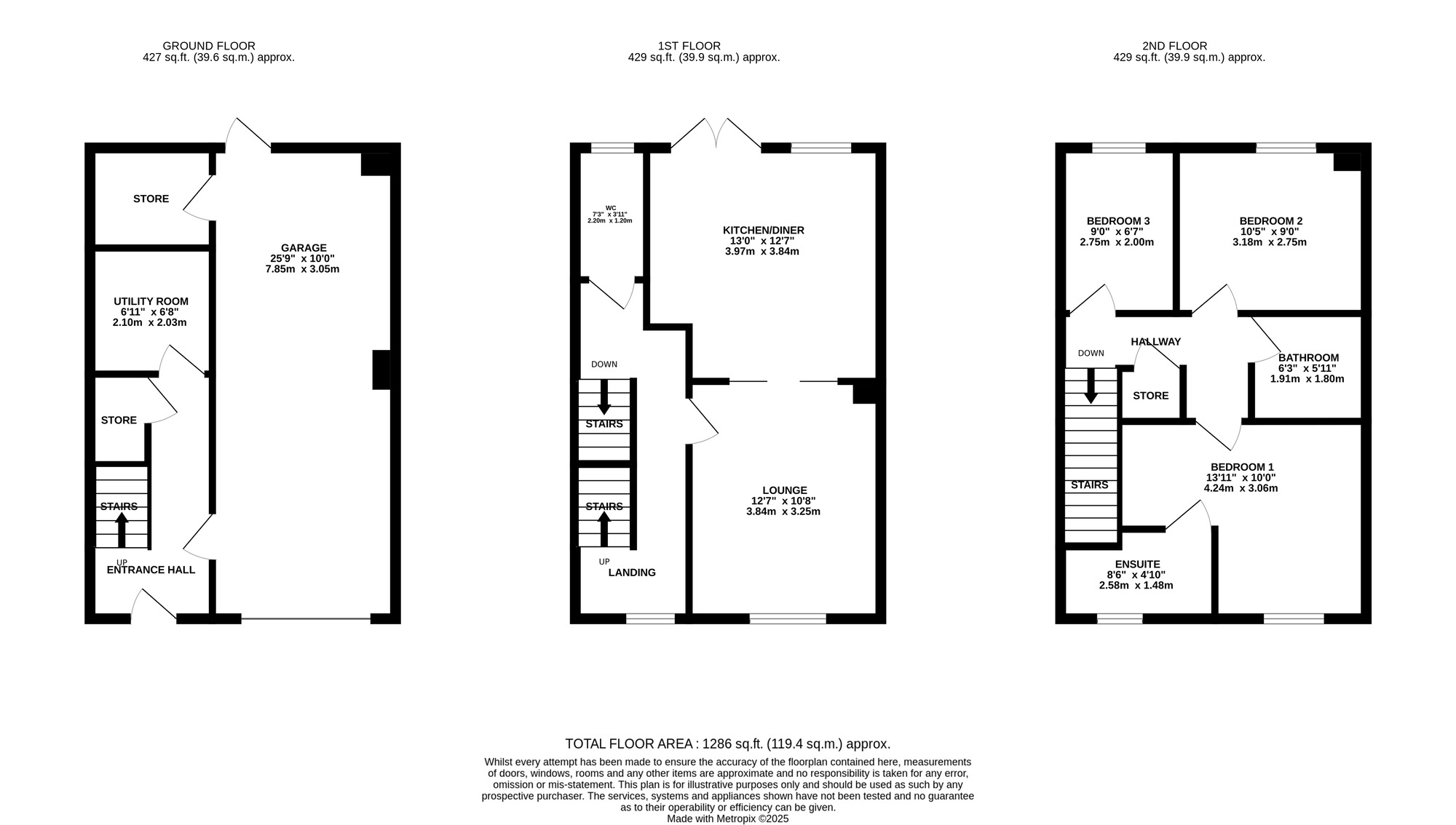 Floorplan of 3 bedroom Semi Detached House for sale, Stevenson Way, Ambergate, Derbyshire, DE56