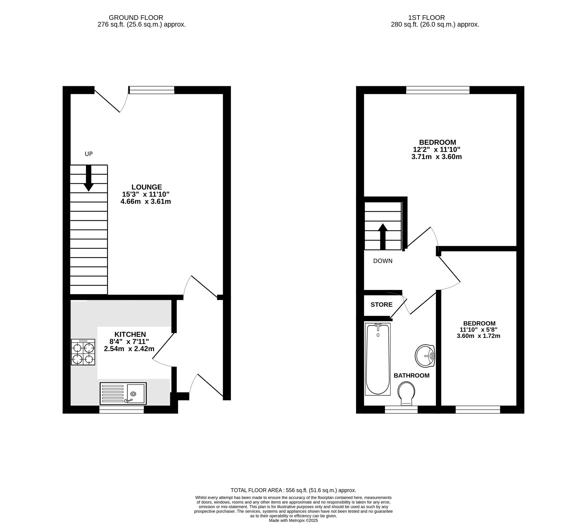Floorplan of 2 bedroom Mid Terrace House for sale, Jubilee Court, Belper, Derbyshire, DE56