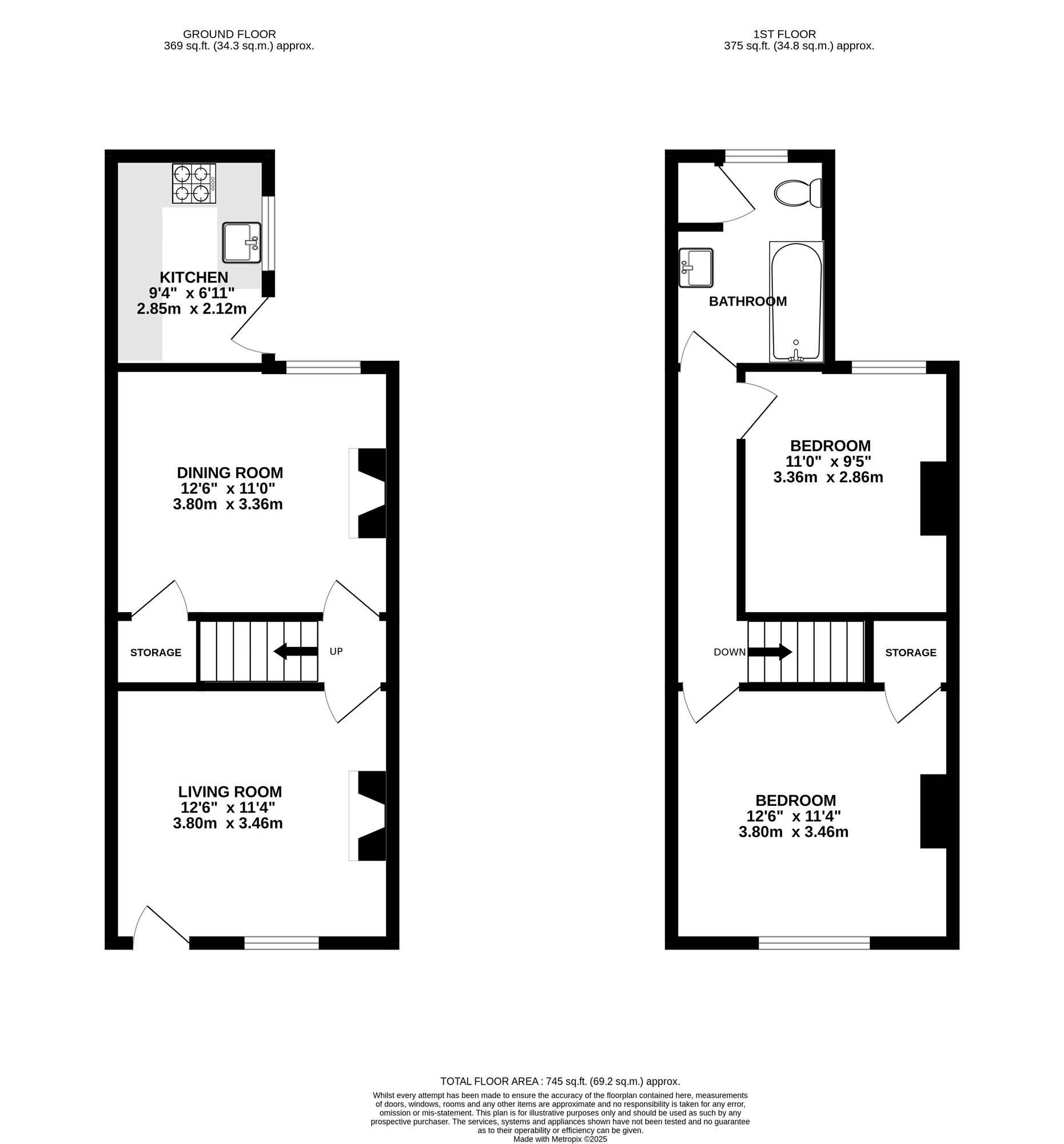 Floorplan of 2 bedroom Mid Terrace House for sale, Marsh Lane, Belper, Derbyshire, DE56