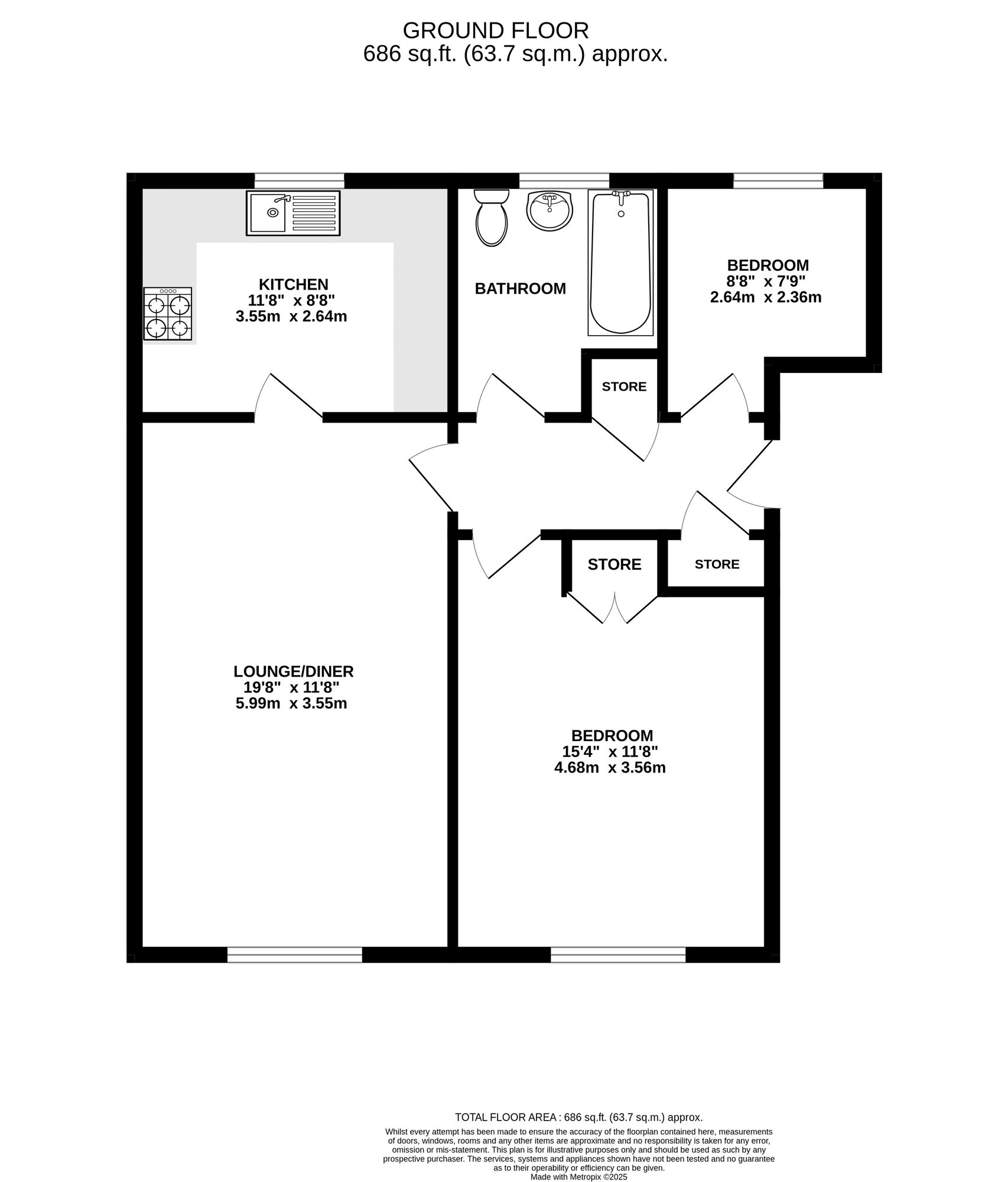 Floorplan of 2 bedroom  Flat for sale, Chevin Court New Zealand Lane, Duffield, Derbyshire, DE56