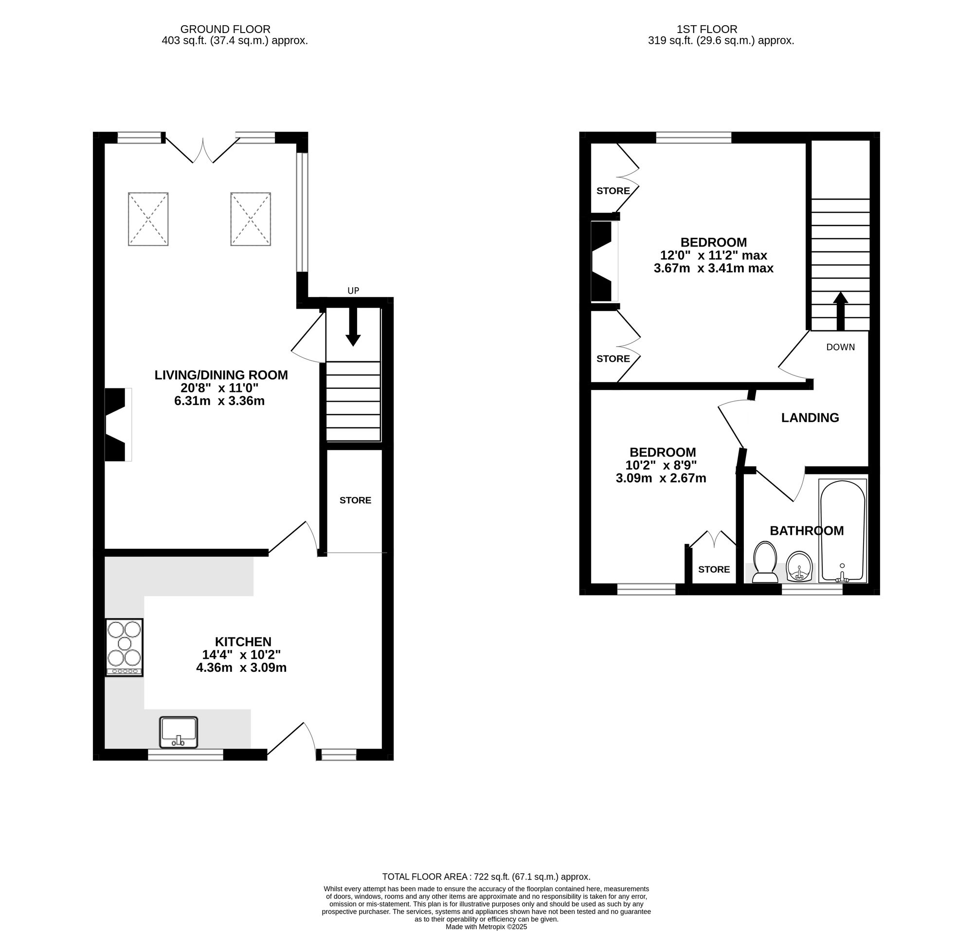 Floorplan of 2 bedroom End Terrace House for sale, Folds Yard, Crich, Derbyshire, DE4