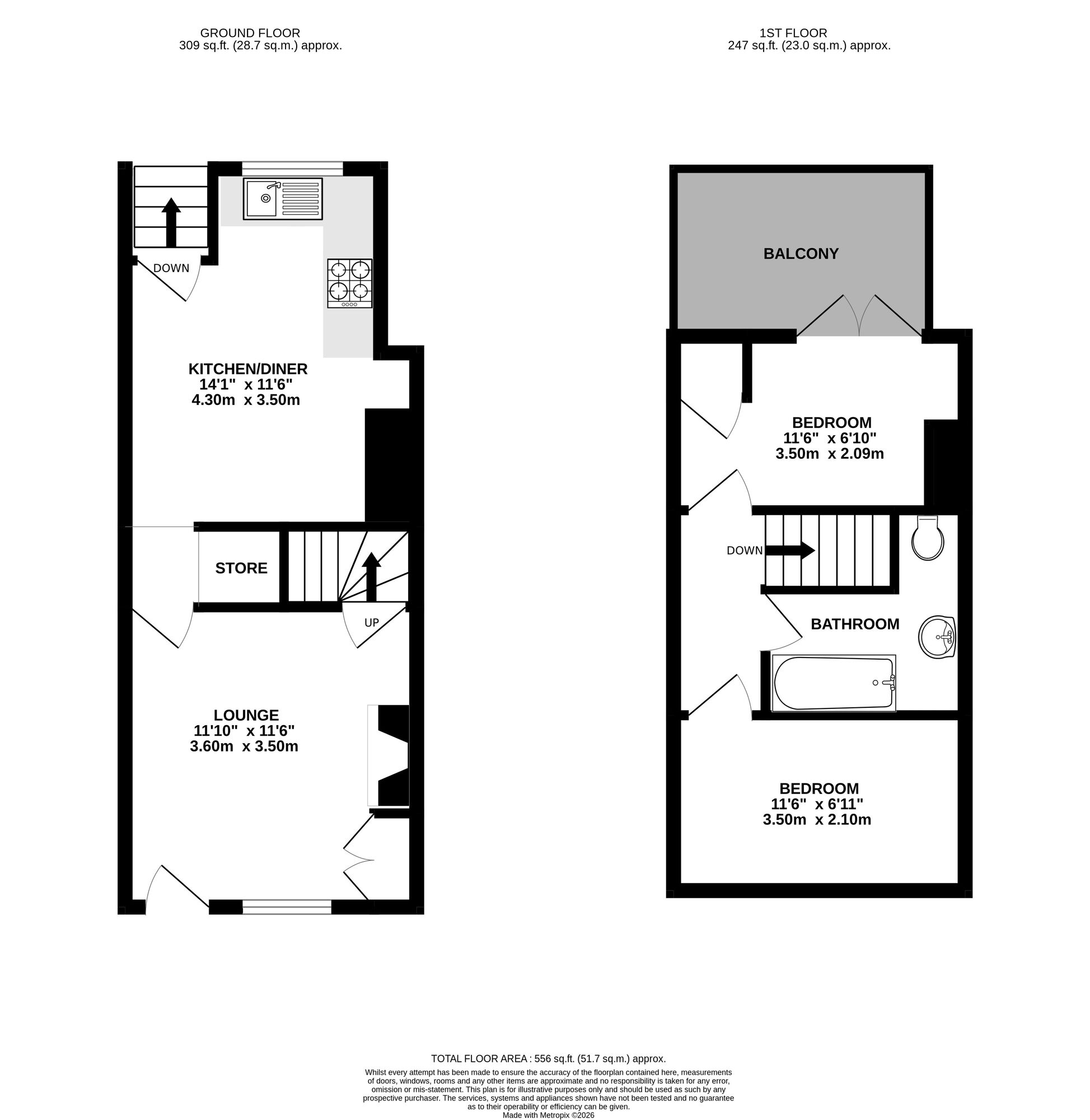 Floorplan of 2 bedroom Mid Terrace House for sale, Bargate Road, Belper, Derbyshire, DE56