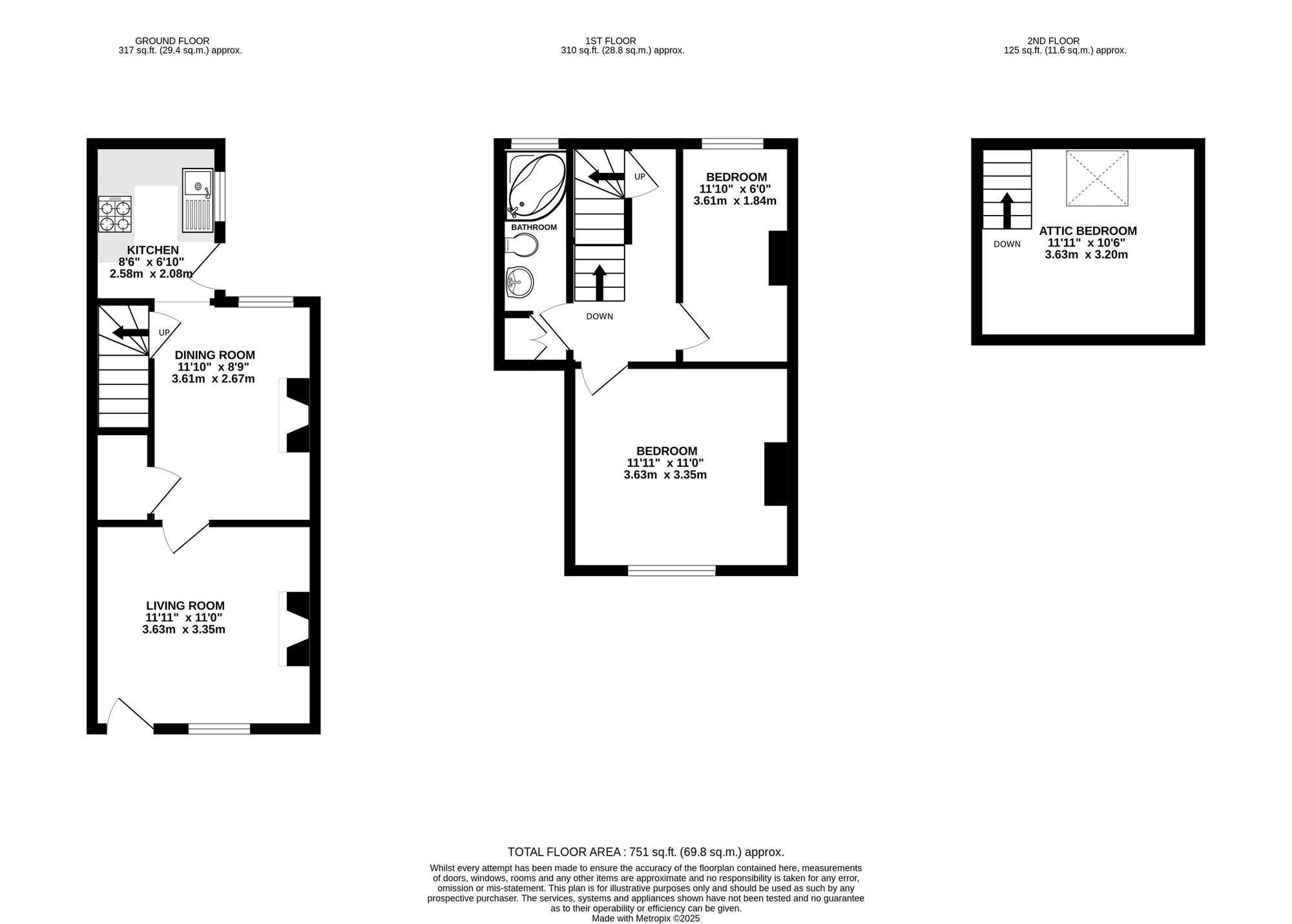 Floorplan of 3 bedroom Mid Terrace House for sale, Chapel Street, Kilburn, Derbyshire, DE56