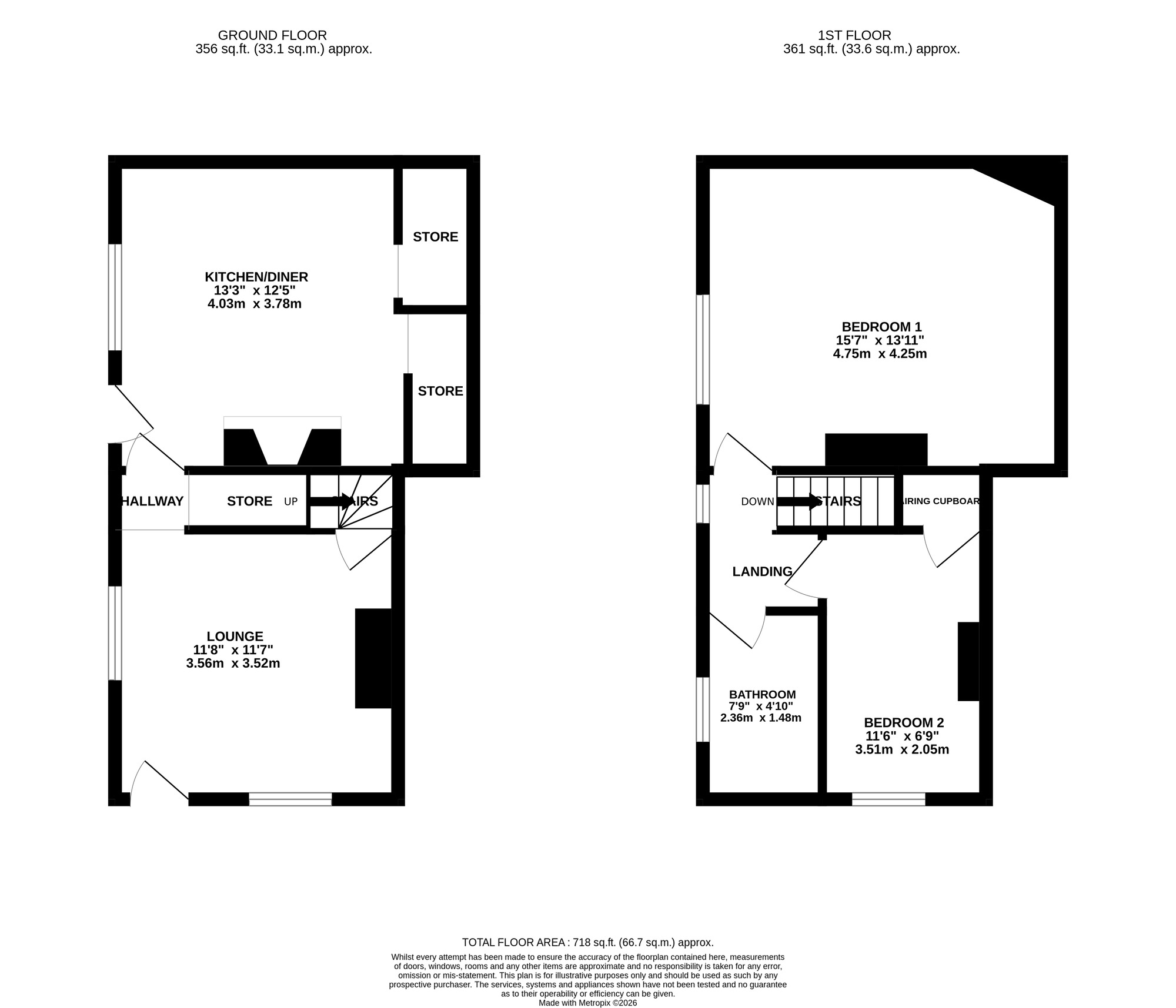 Floorplan of 2 bedroom Mid Terrace House for sale, Queen Street, Belper, Derbyshire, DE56