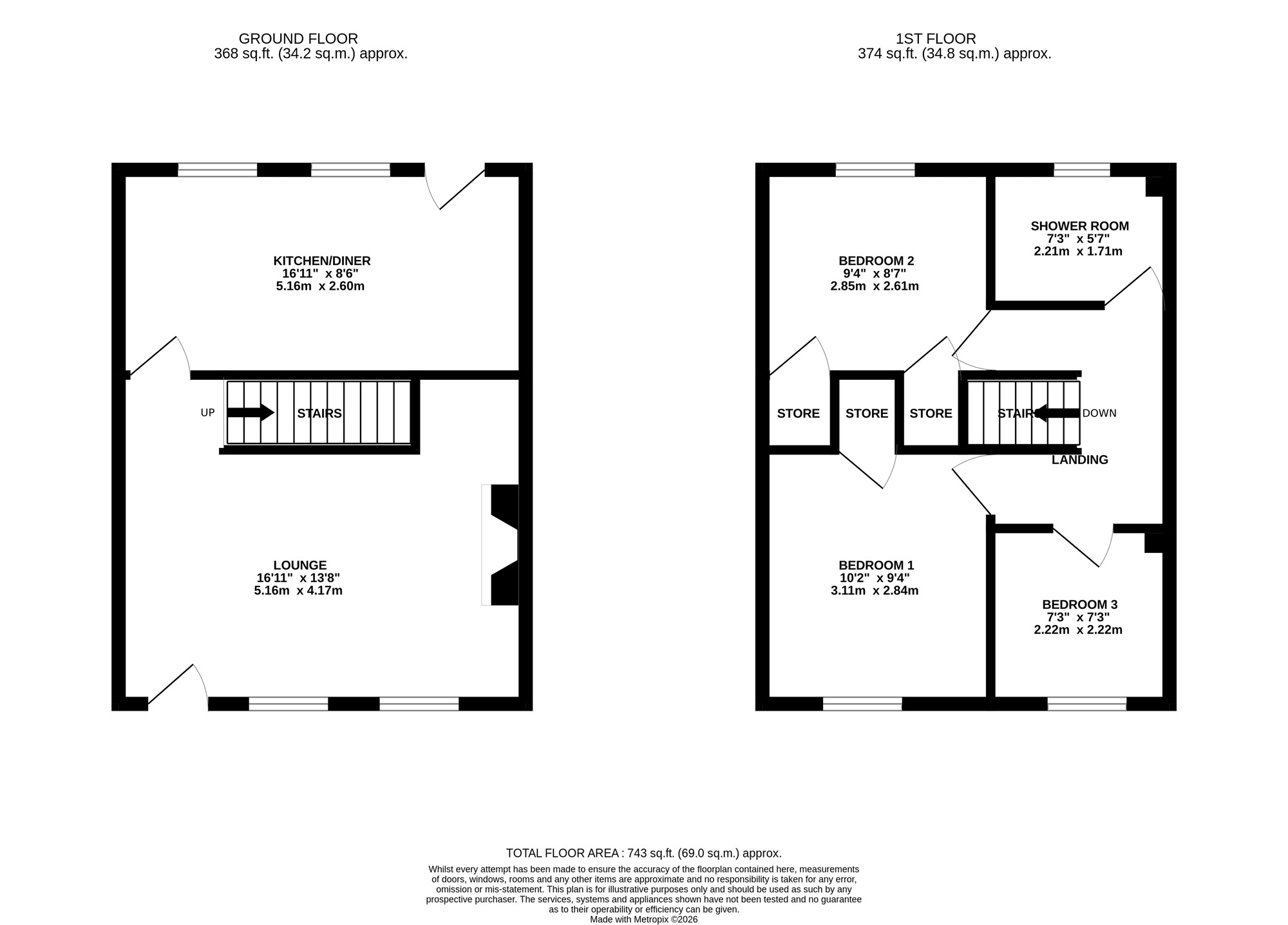 Floorplan of 3 bedroom Mid Terrace House for sale, Joseph Street, Belper, Derbyshire, DE56