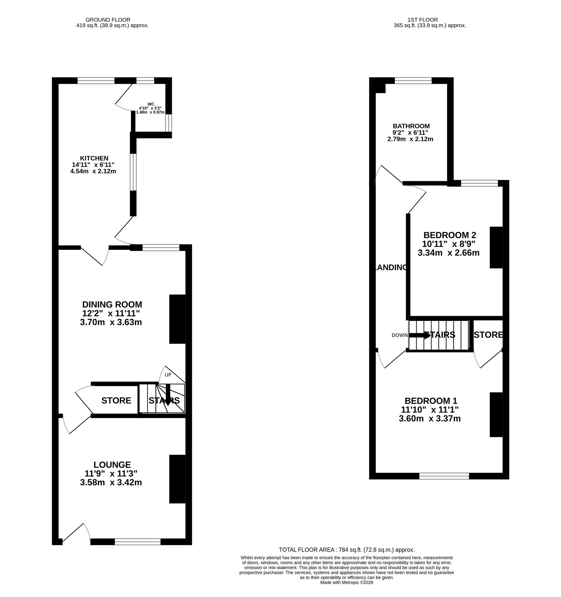 Floorplan of 2 bedroom End Terrace House for sale, Bargate Road, Belper, Derbyshire, DE56