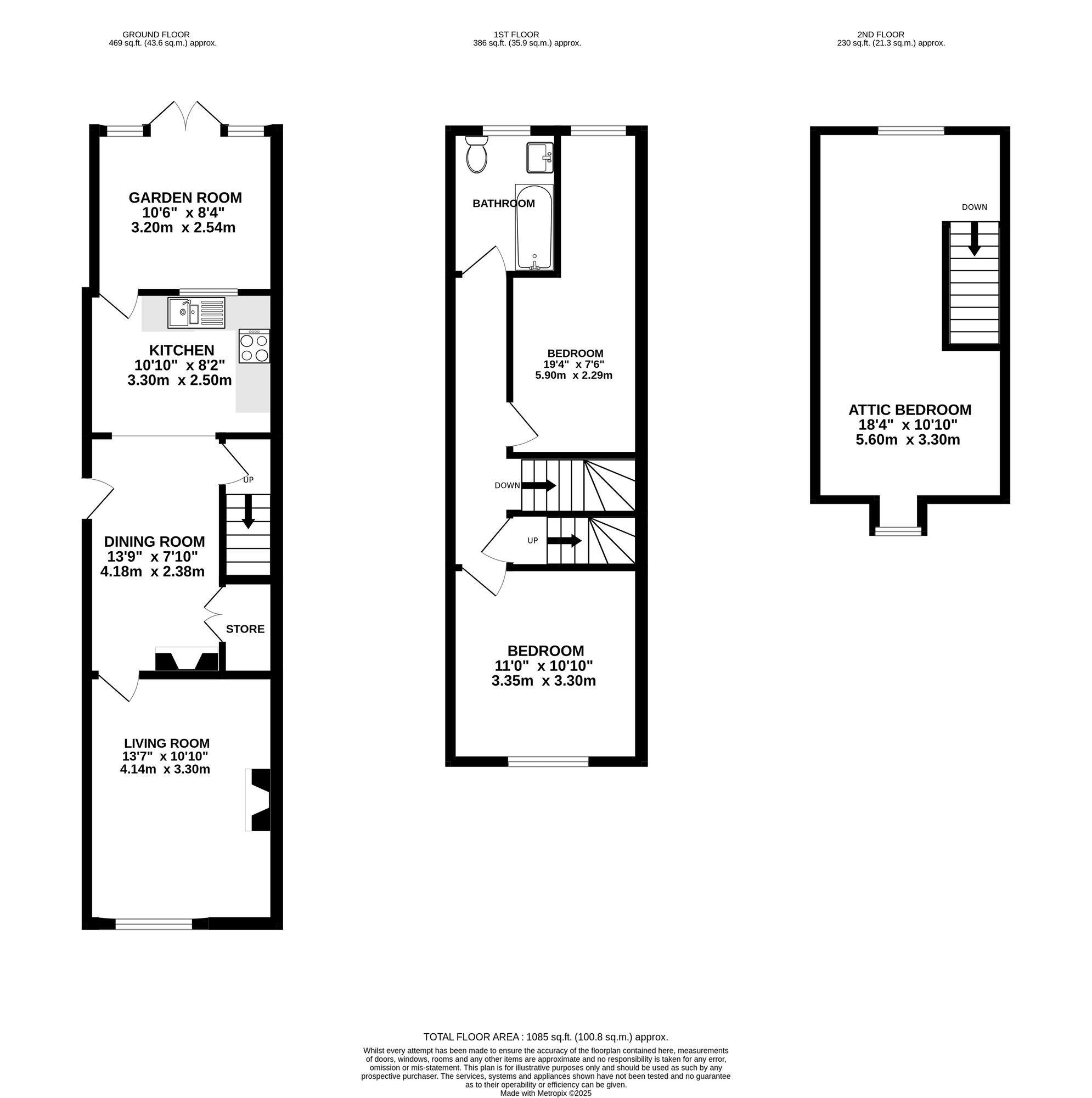 Floorplan of 3 bedroom Mid Terrace House for sale, Holbrook Road, Belper, Derbyshire, DE56