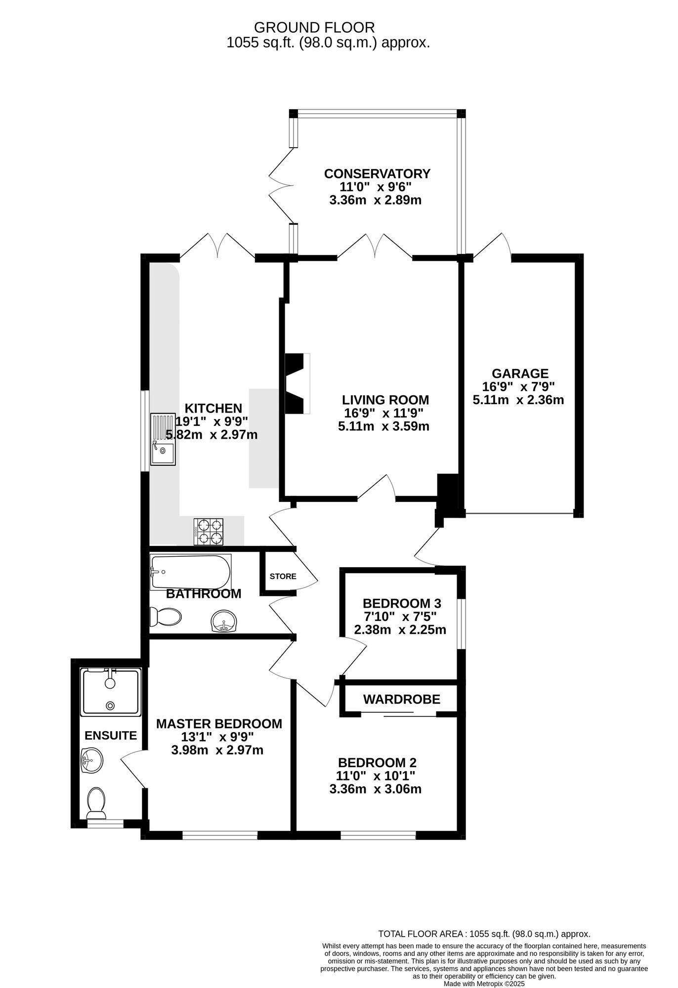 Floorplan of 3 bedroom Detached Bungalow for sale, Wren Park Close, Belper, Derbyshire, DE56