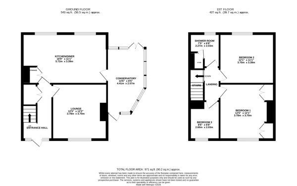 Floorplan of 3 bedroom Semi Detached House for sale, Acorn Drive, Belper, Derbyshire, DE56