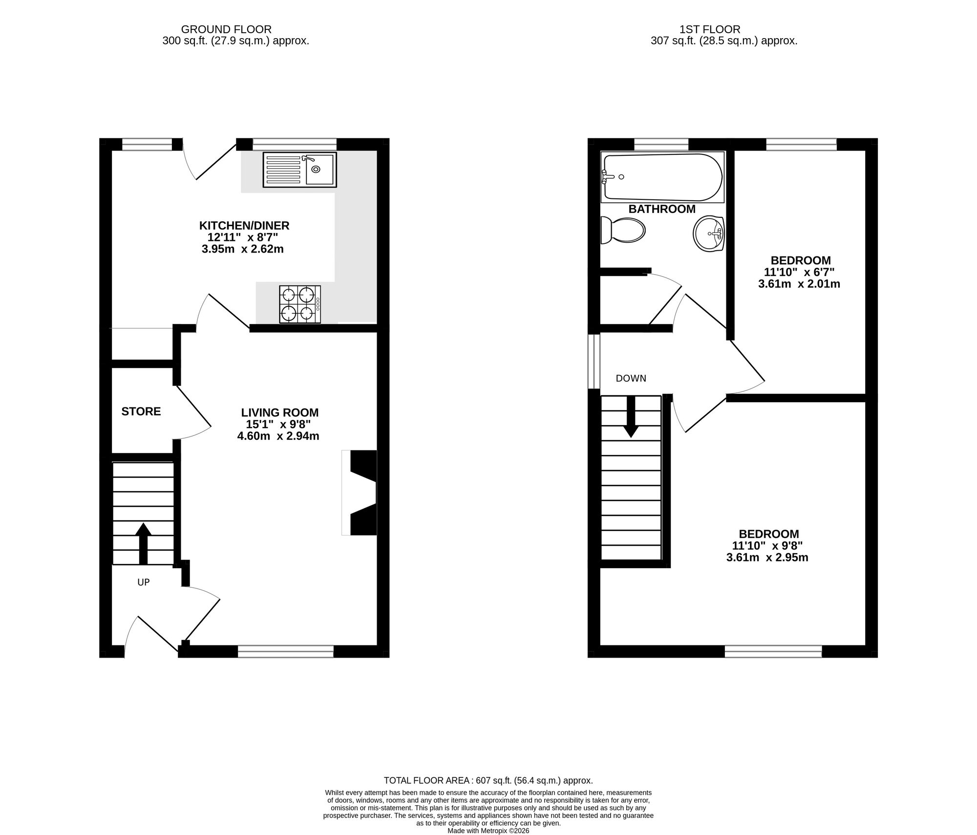 Floorplan of 2 bedroom End Terrace House for sale, Hillside Rise, Belper, Derbyshire, DE56