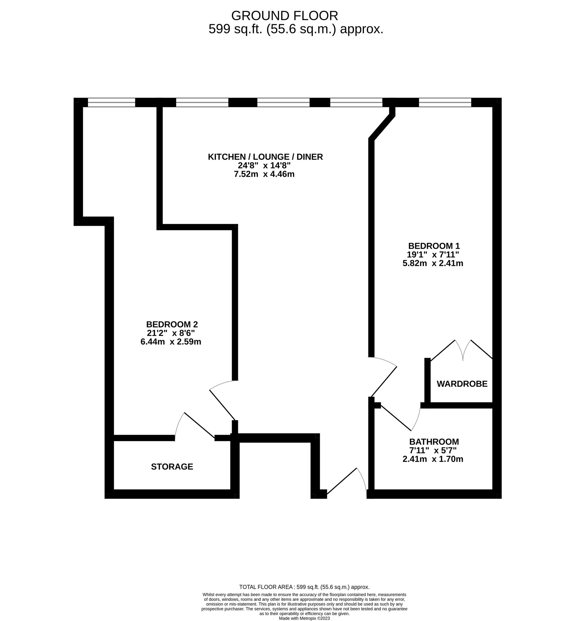 Floorplan of 2 bedroom  Flat for sale, Springwood Gardens, Belper, Derbyshire, DE56