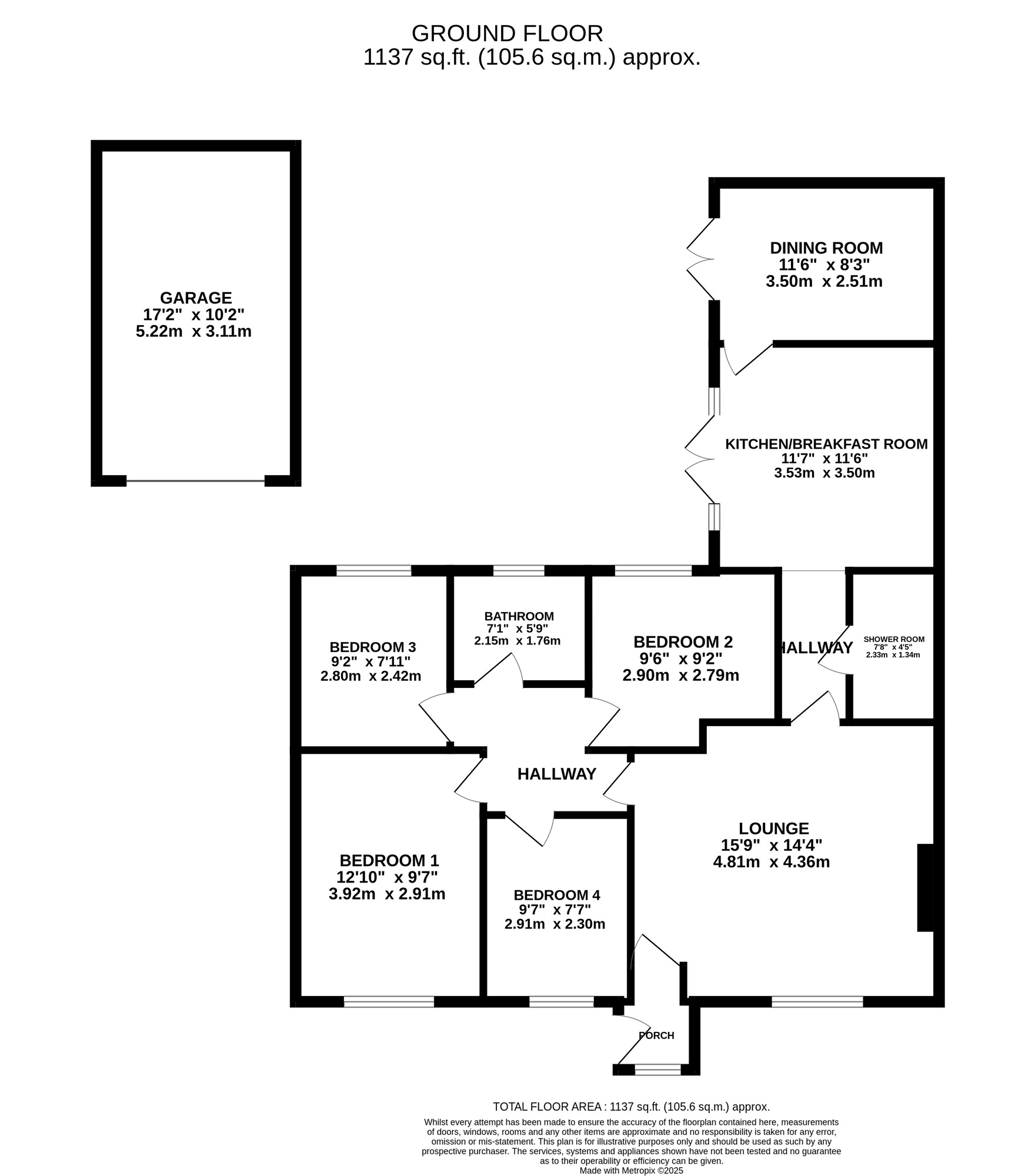 Floorplan of 4 bedroom Detached Bungalow for sale, Dale Park Avenue, Kilburn, Derbyshire, DE56