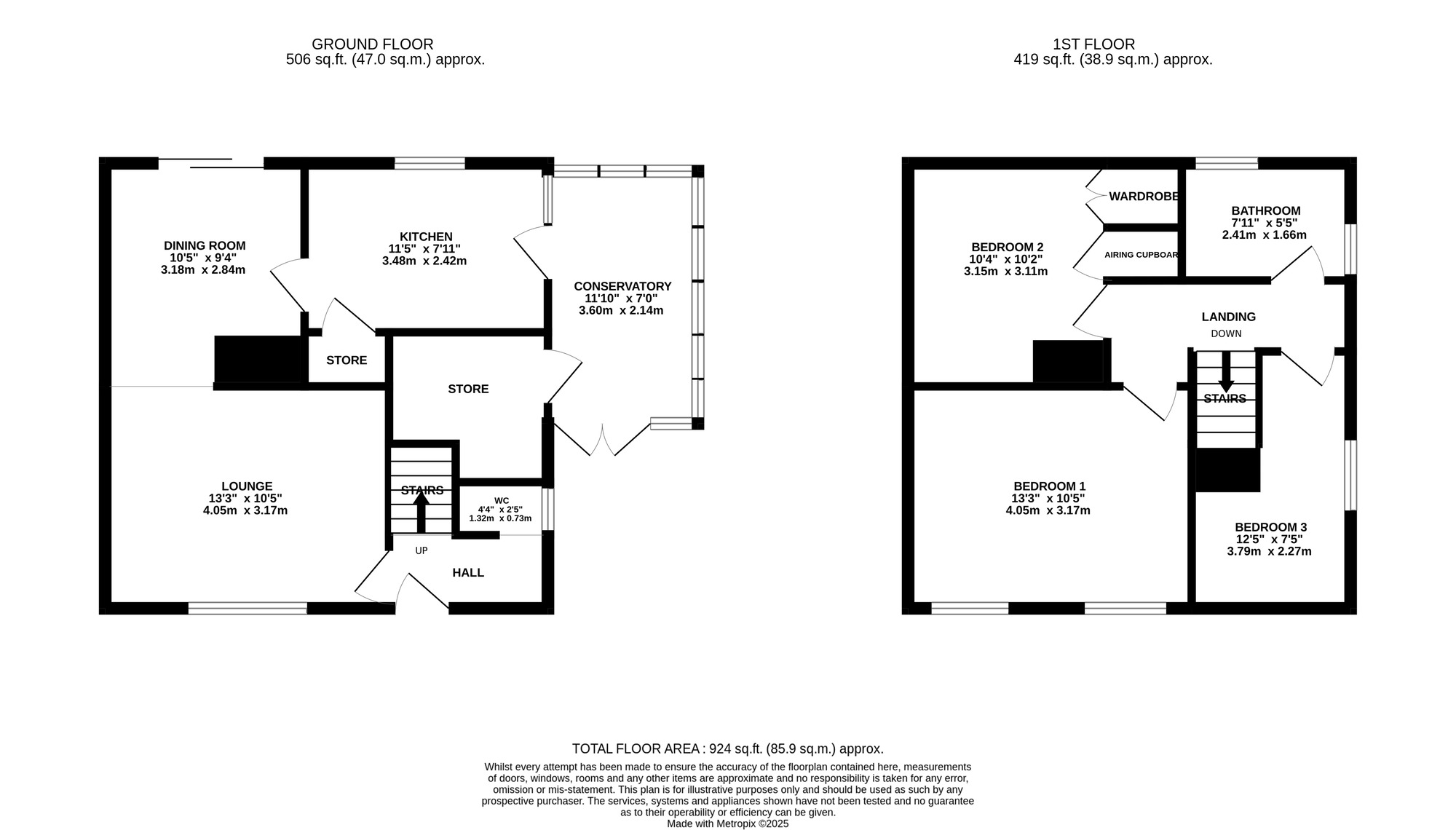 Floorplan of 3 bedroom Semi Detached House for sale, Crich Lane, Belper, Derbyshire, DE56