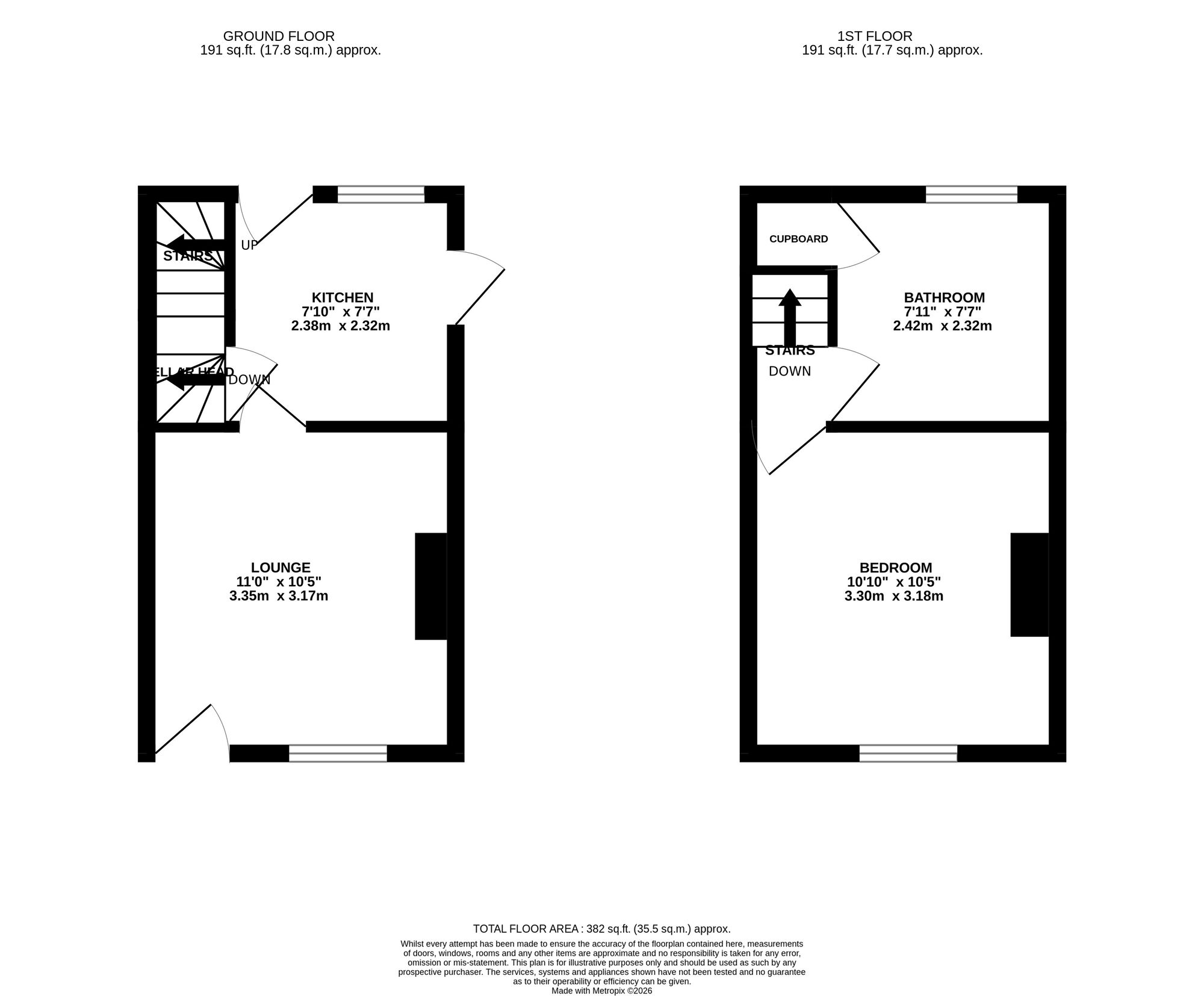 Floorplan of 1 bedroom Mid Terrace House for sale, Pingle Lane, Belper, Derbyshire, DE56