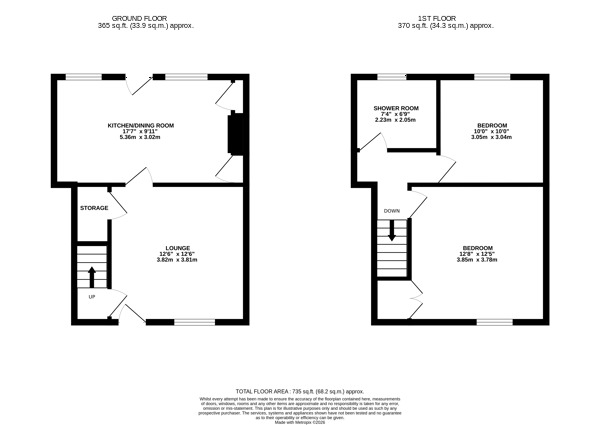 Floorplan of 2 bedroom End Terrace House for sale, Spencer Road, Belper, Derbyshire, DE56