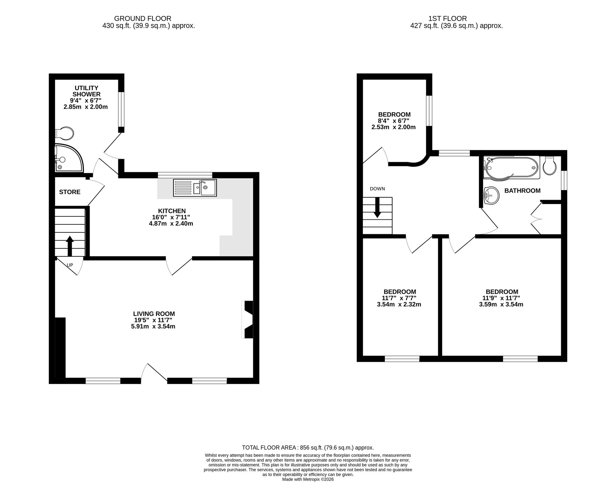 Floorplan of 3 bedroom Semi Detached House for sale, Bolehill Road, Bolehill, Derbyshire, DE4
