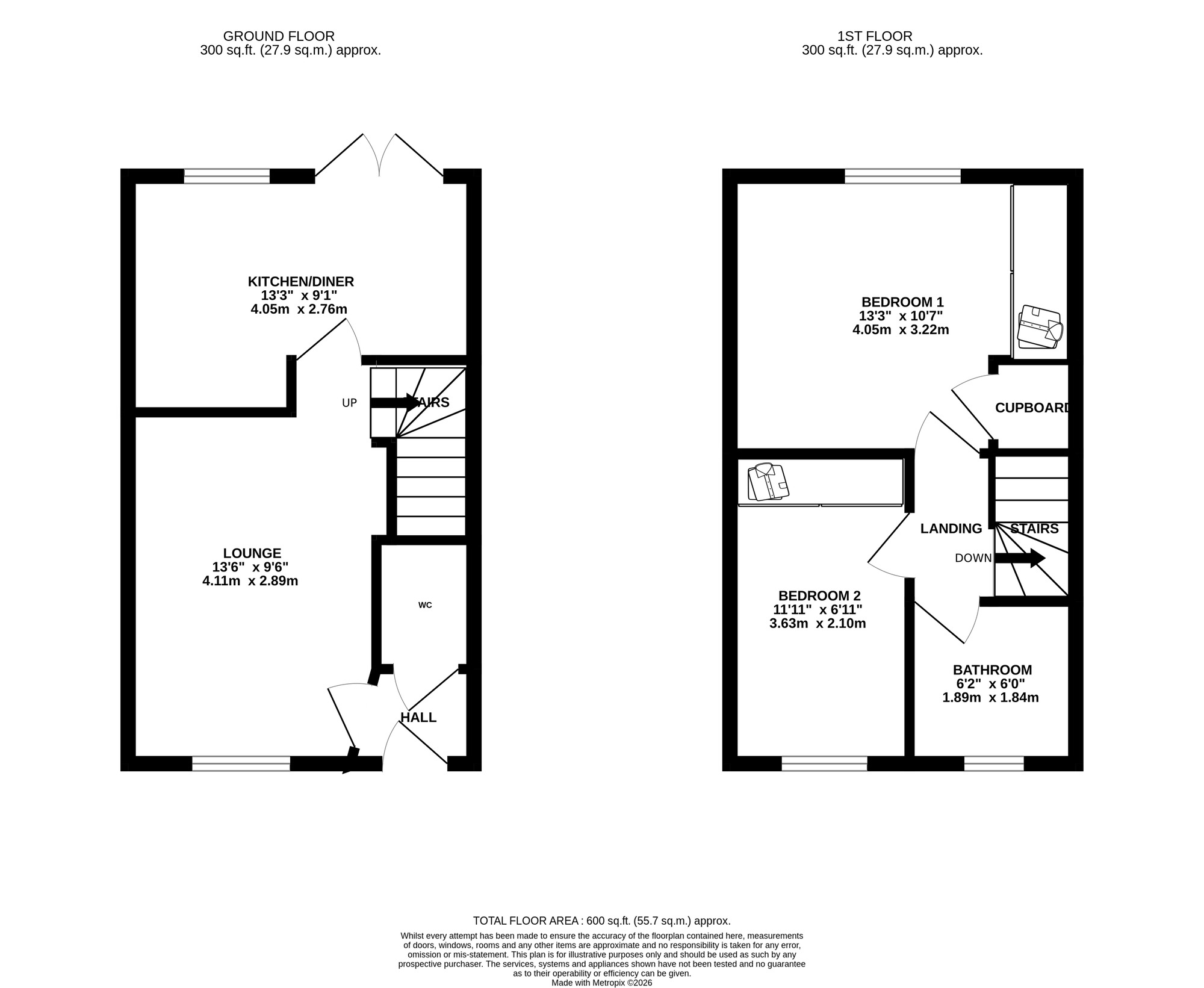 Floorplan of 2 bedroom End Terrace House for sale, Derwentside Drive, Belper, Derbyshire, DE56