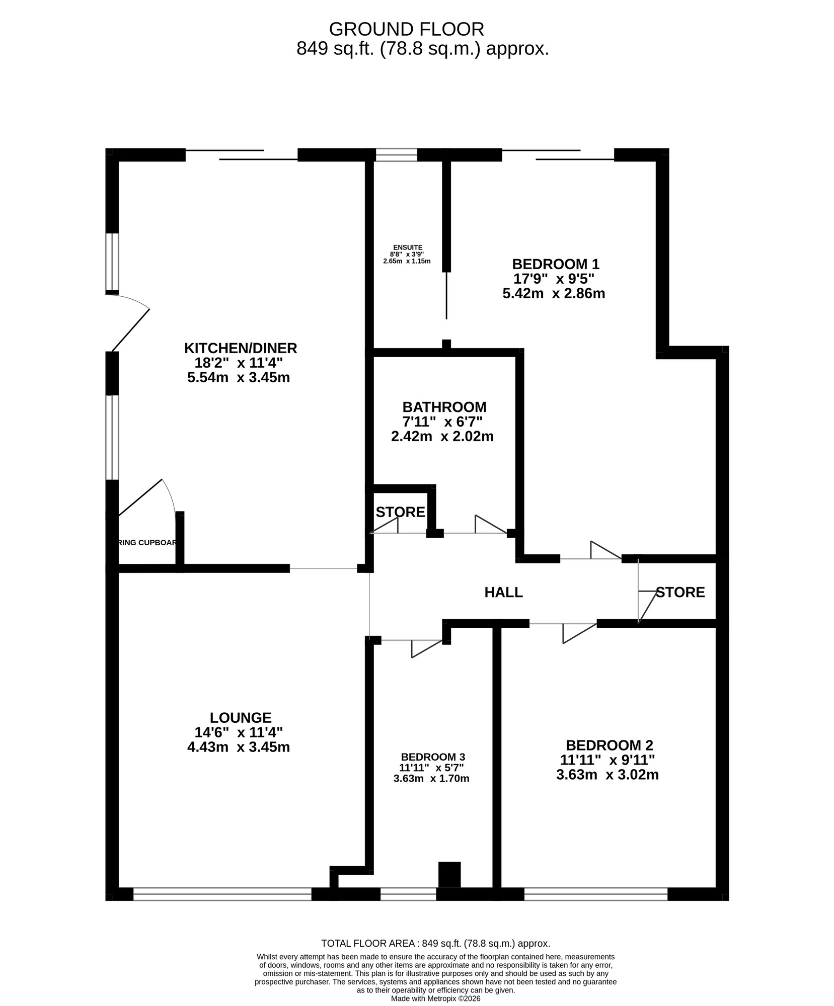 Floorplan of 3 bedroom Detached Bungalow for sale, Highfield Road, Bolsover, Derbyshire, S44
